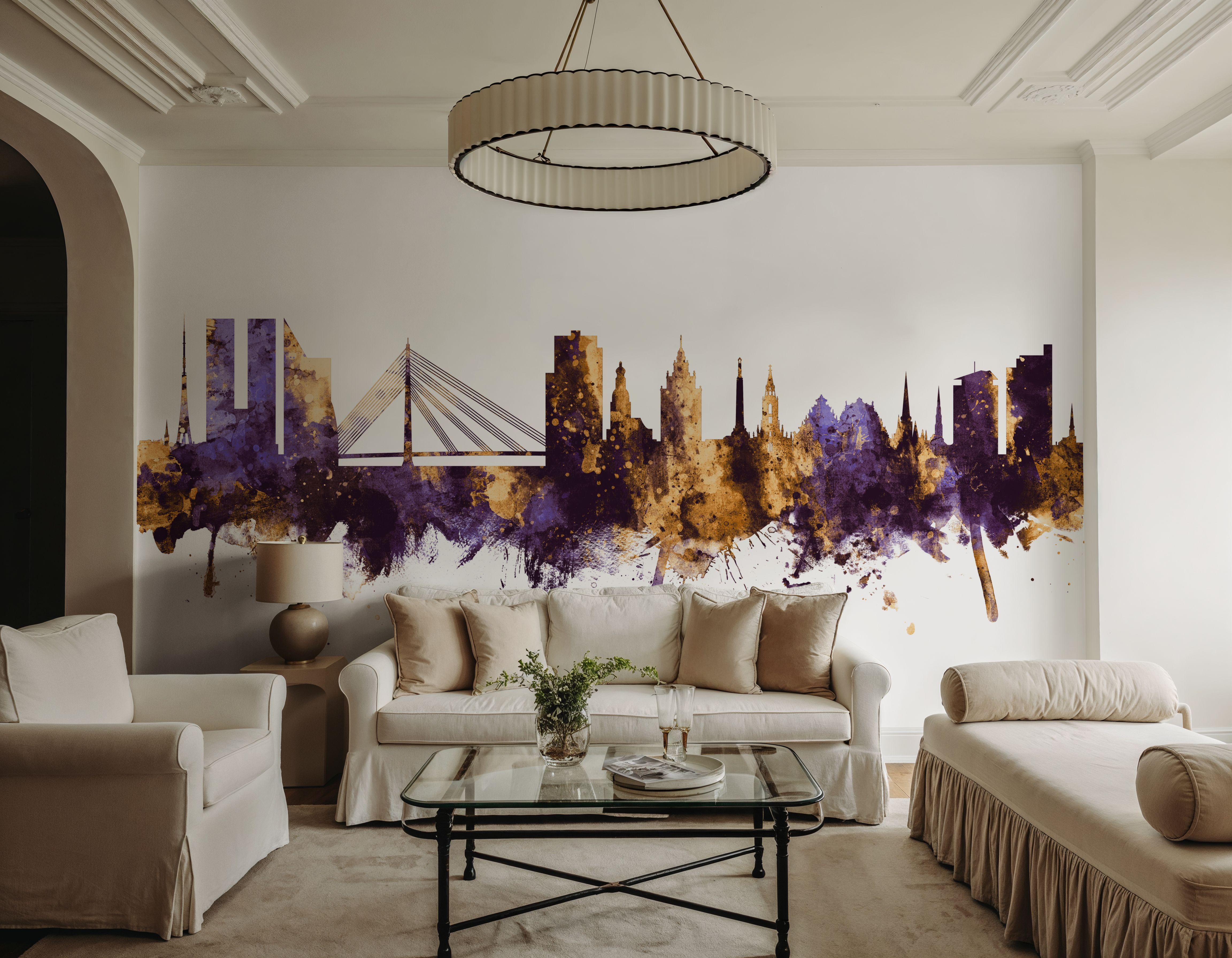 Riga Latvia Skyline Purple & Gold