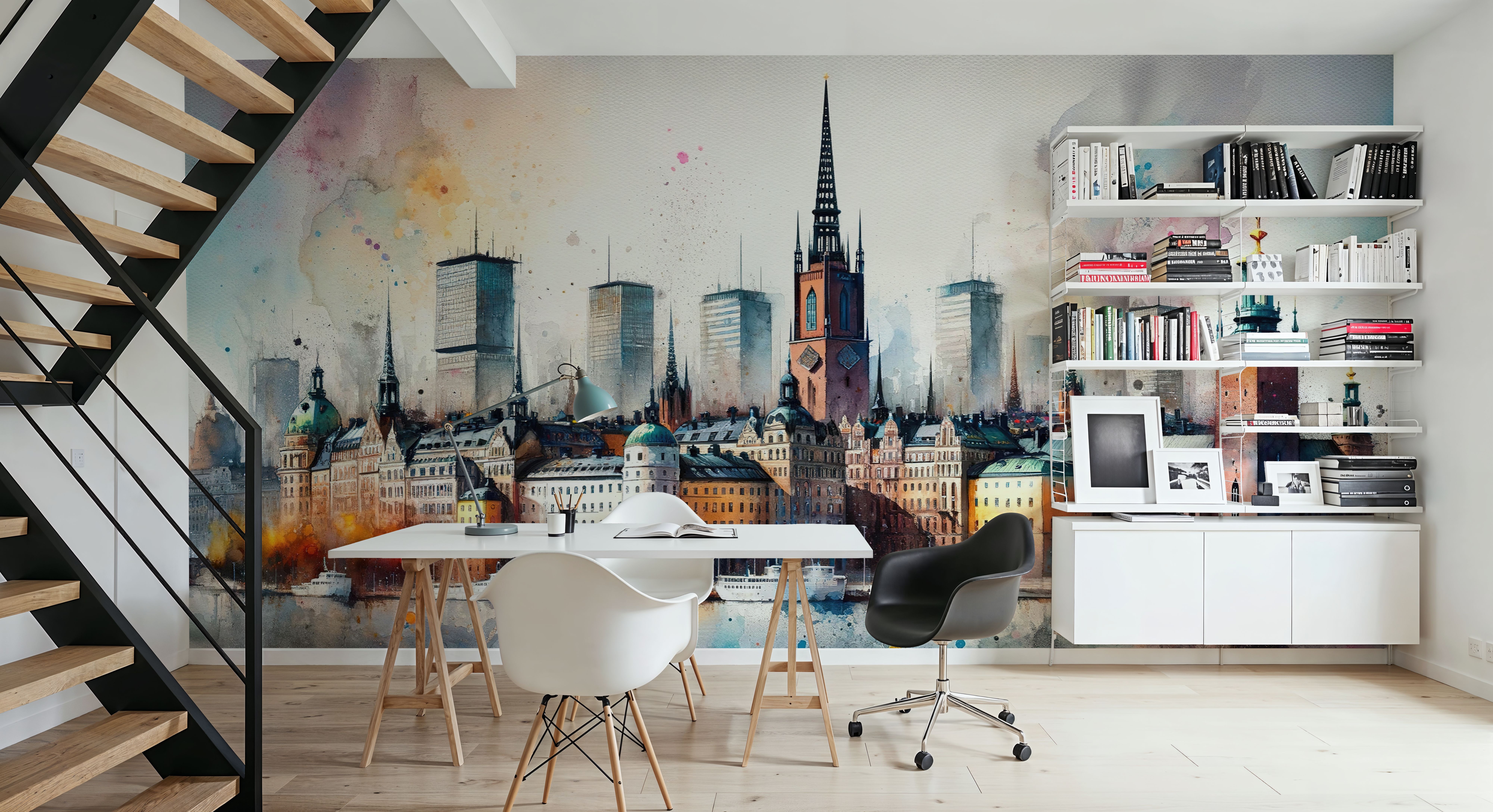 Watercolor Stockholm Skyline