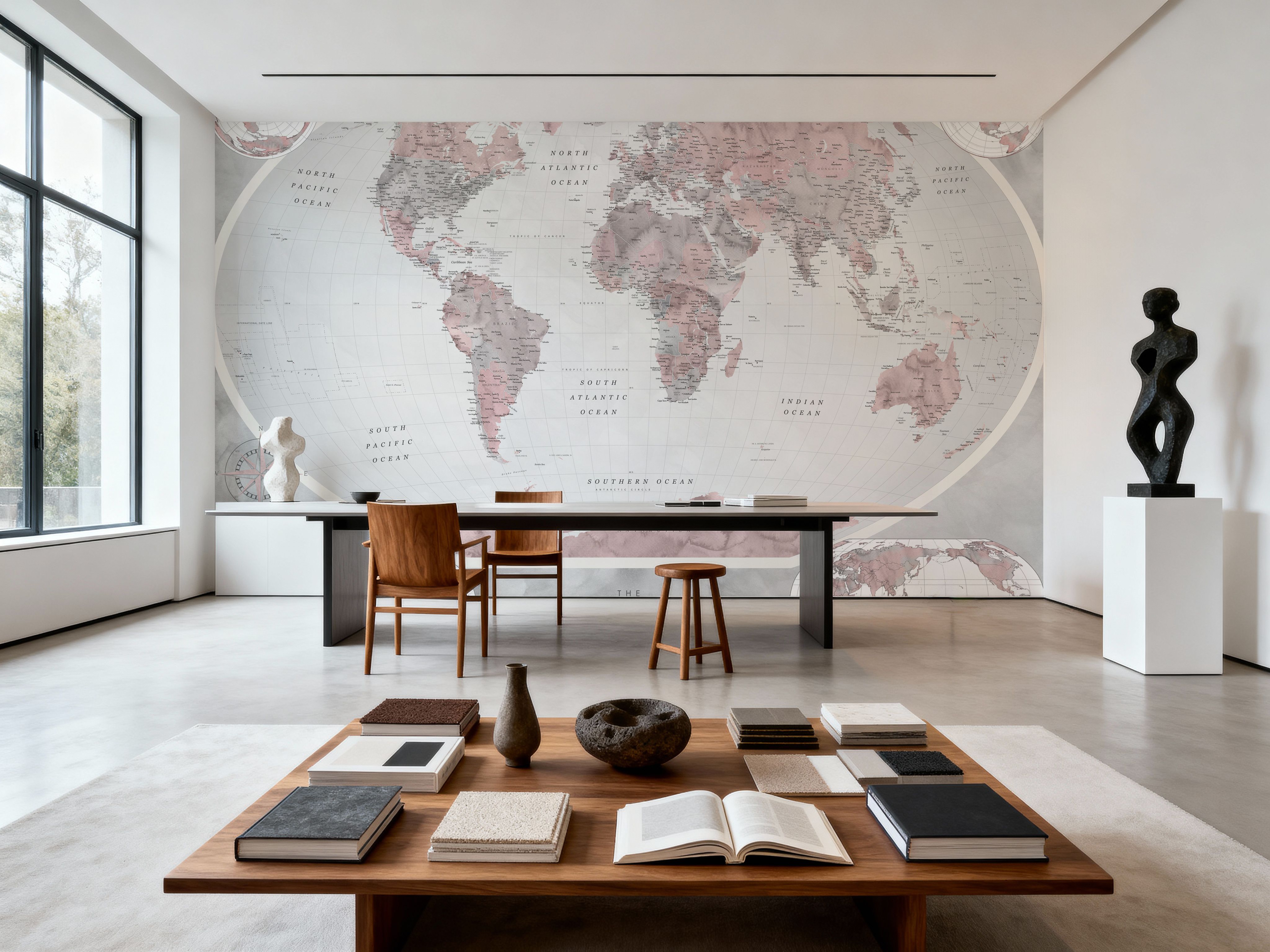 World Map Atlas Red