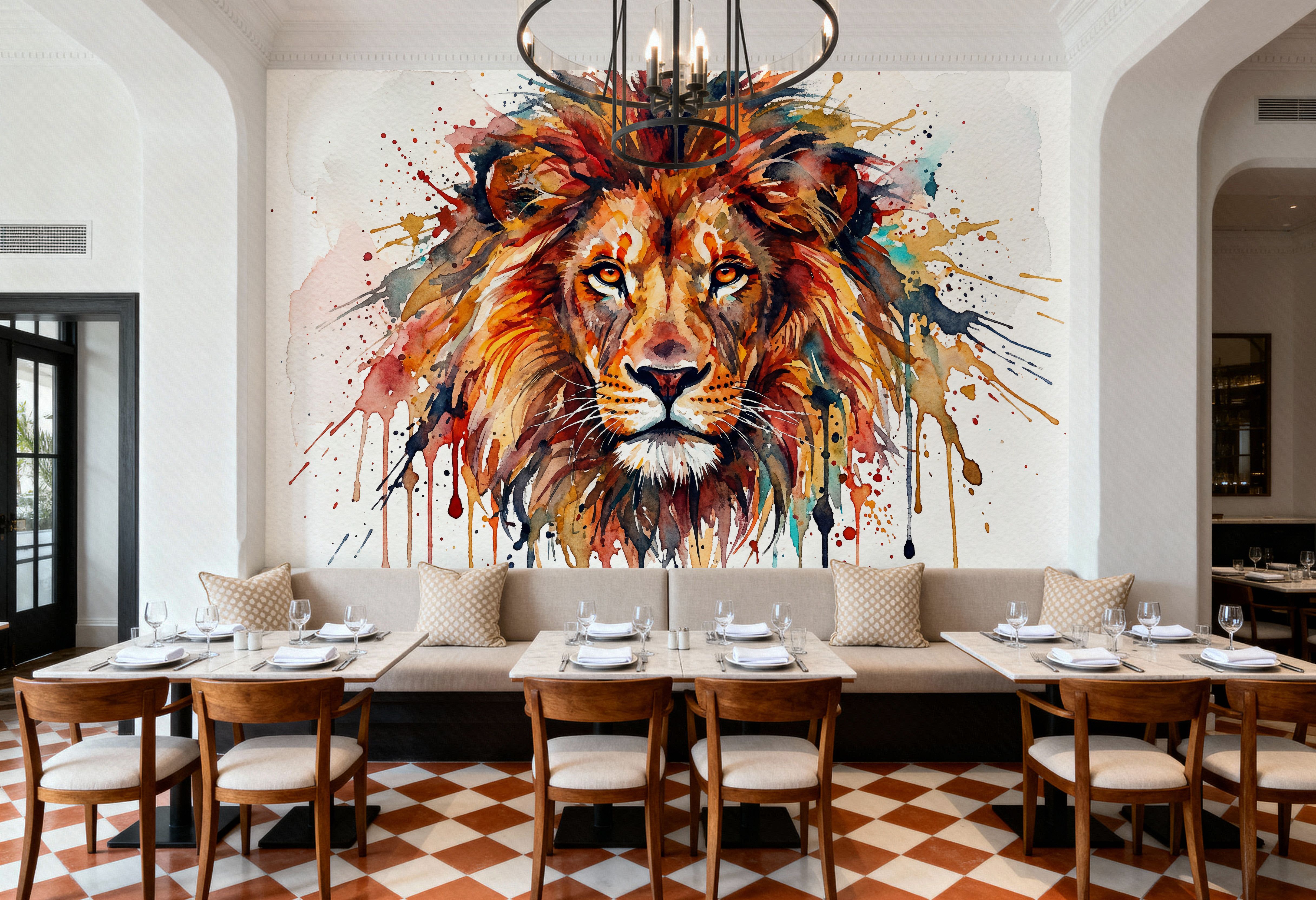 Lion - Watercolor Predators Series, Papier peint