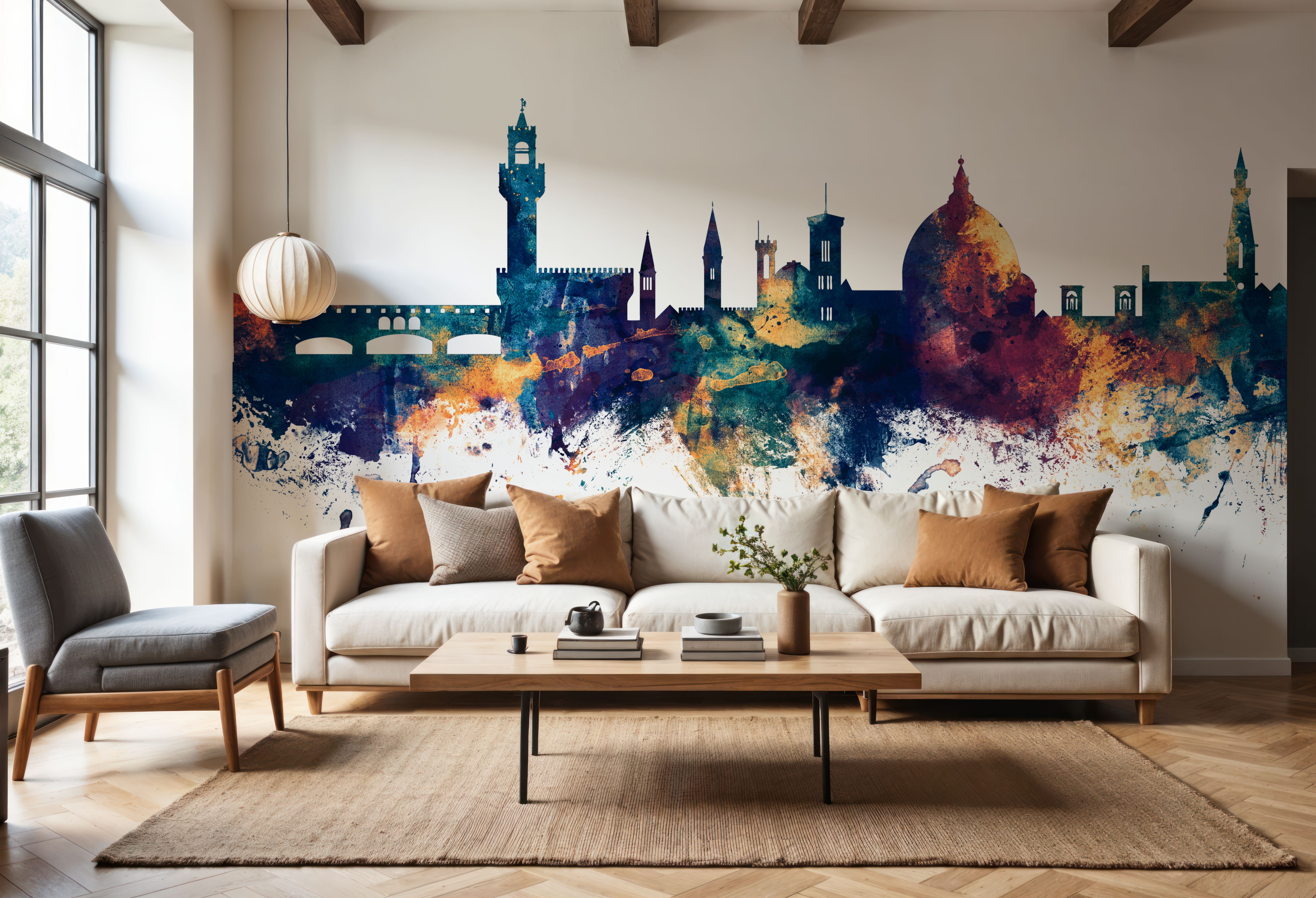 Florence Italy Skyline Blue & Bronze