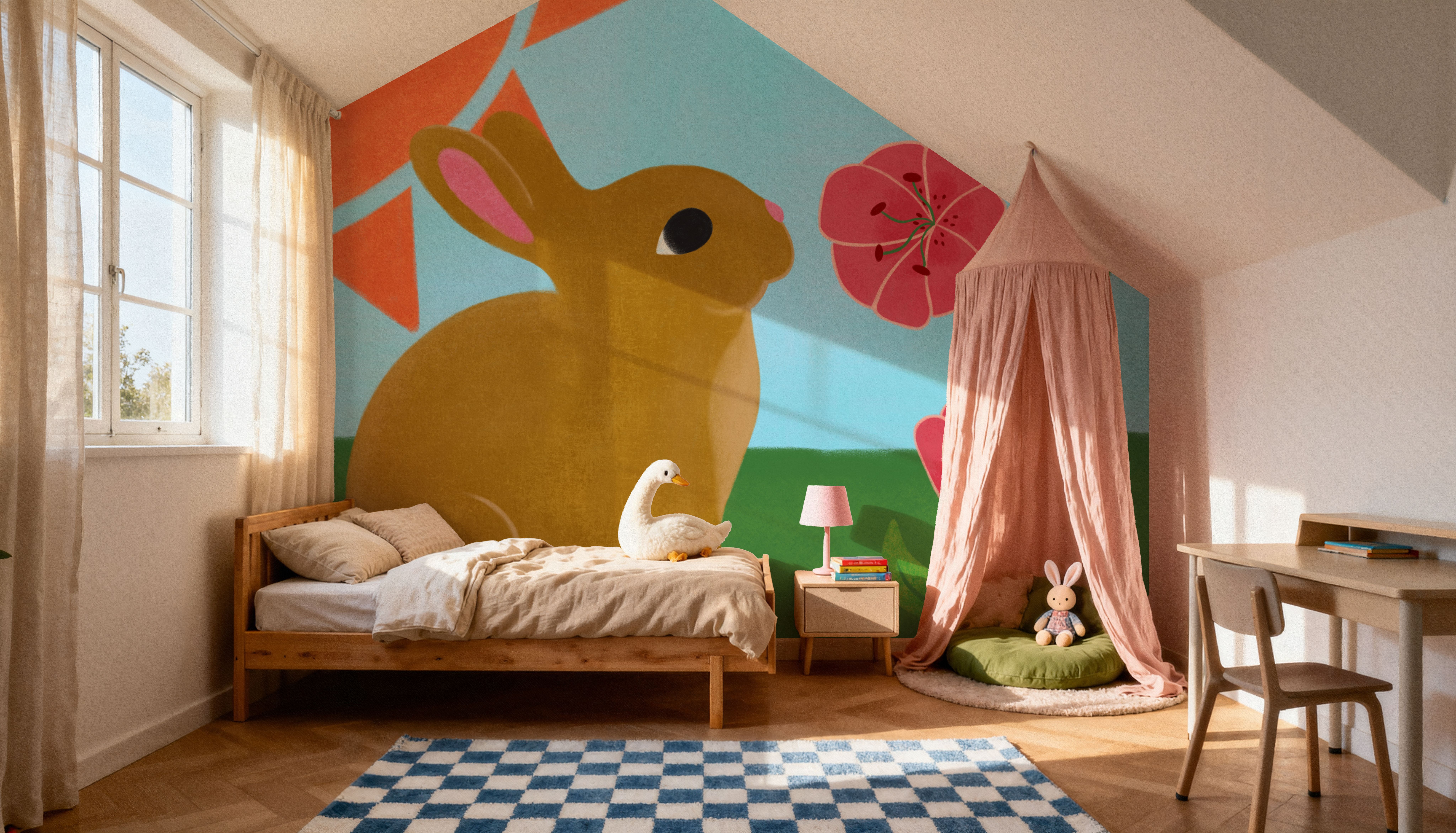 Retro Spring Bunny, Wallpaper