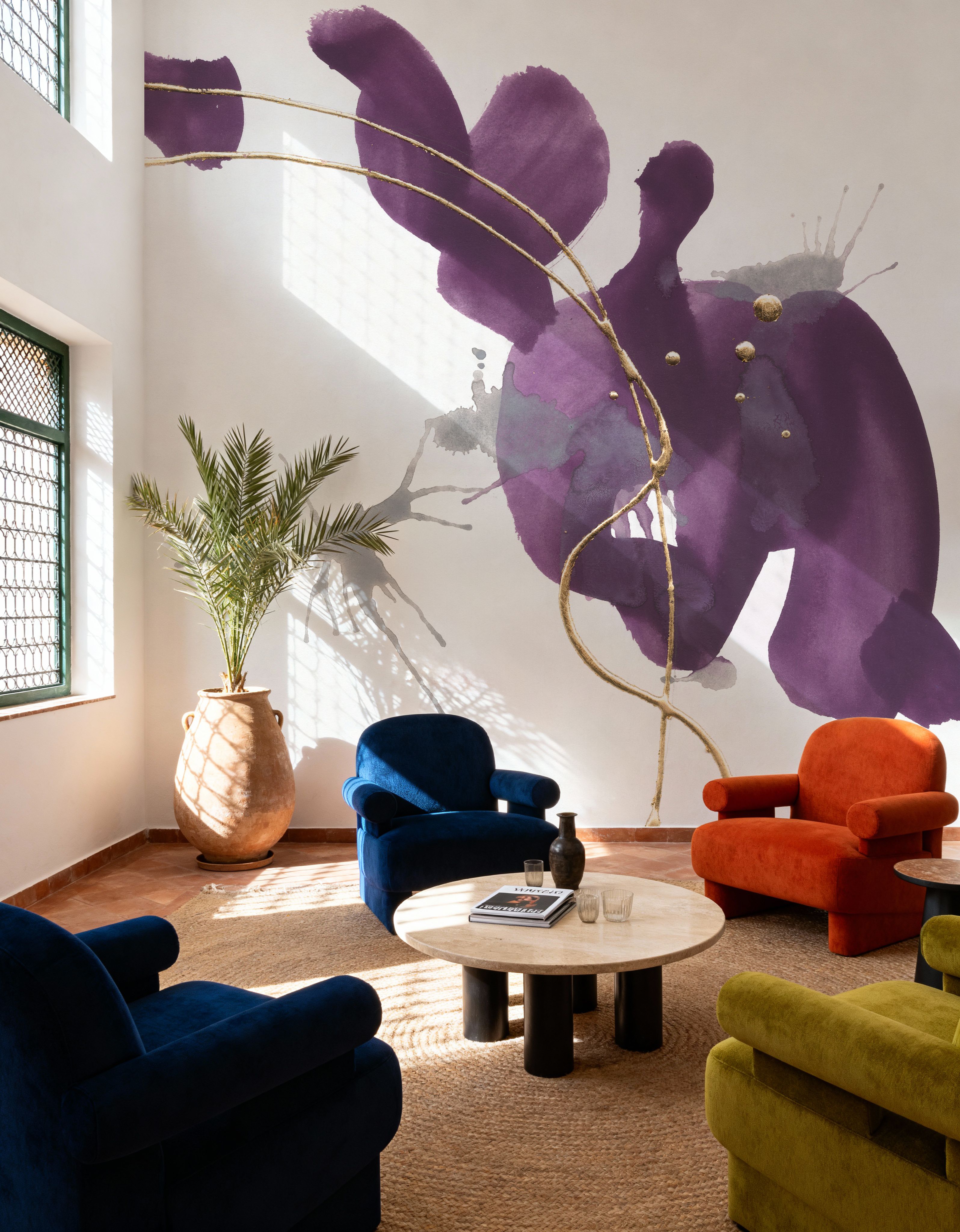 Wall Mural - Plum and Gold II - Abstract mural wallpaper - Offices - Wallism US - Premium, Textured or Peel & Stick