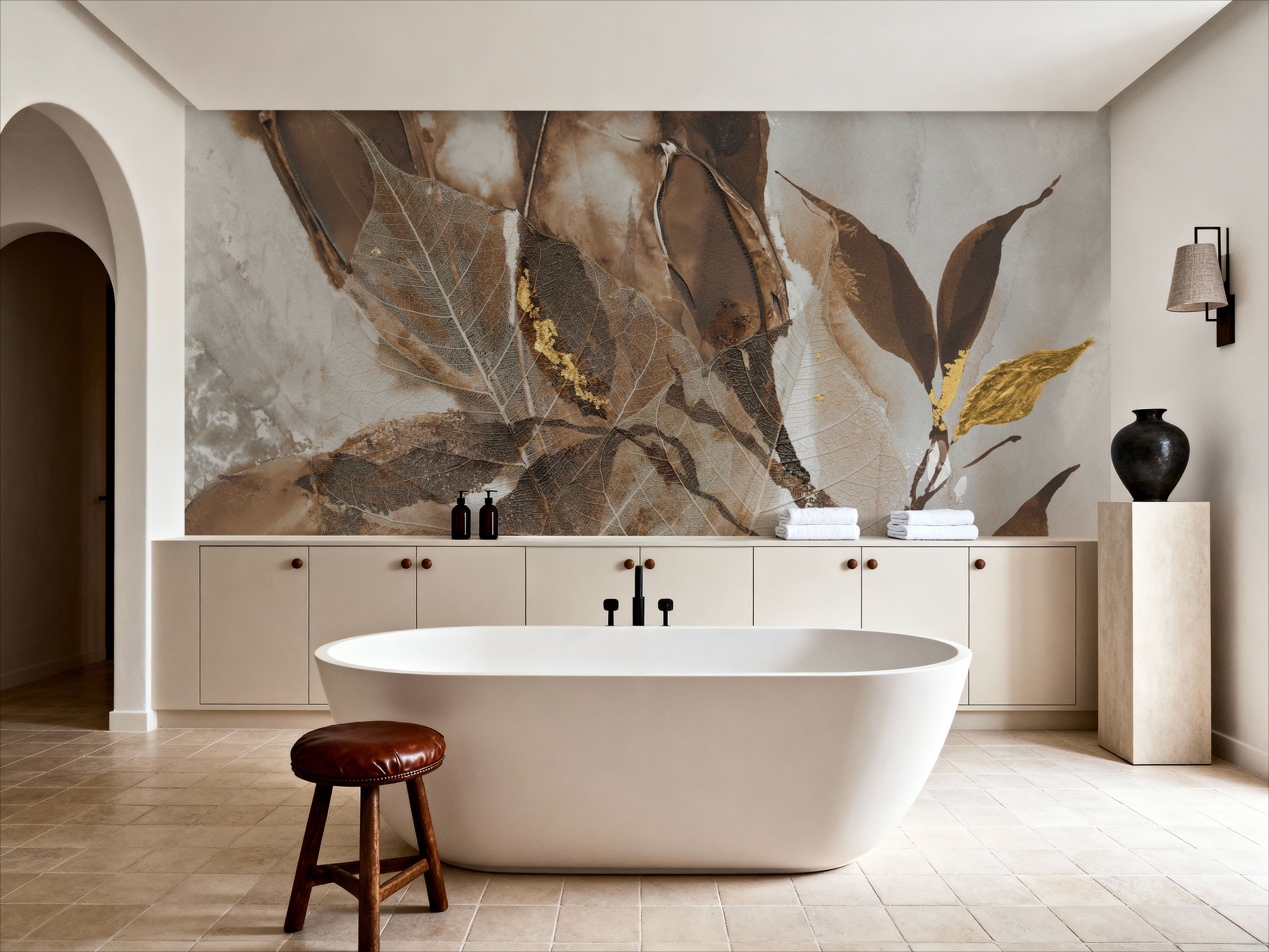 Gilded Leaf Collage II, Wallpaper