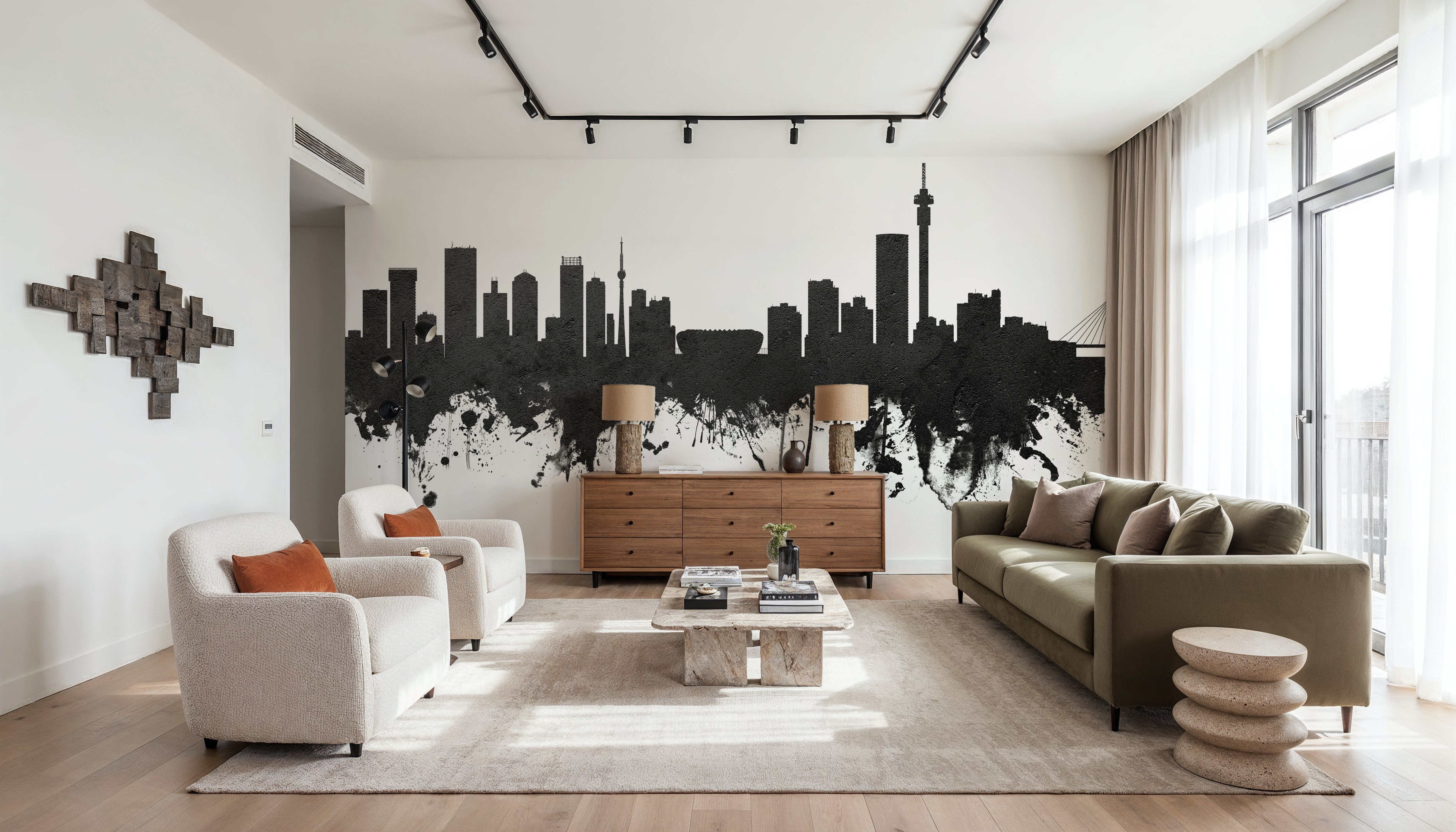 Johannesburg South Africa Skyline Black & White