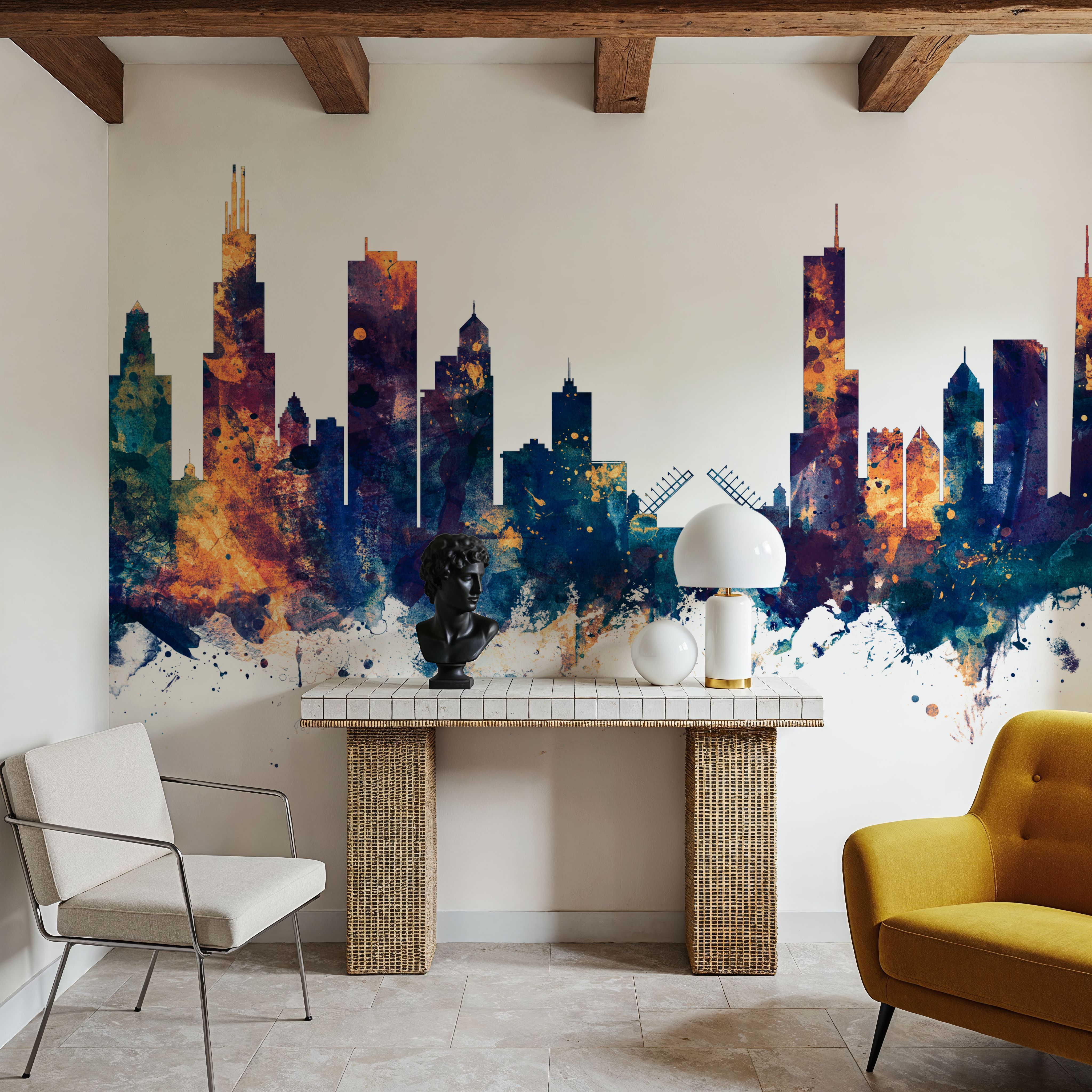 Chicago Illinois Skyline Blue & Bronze