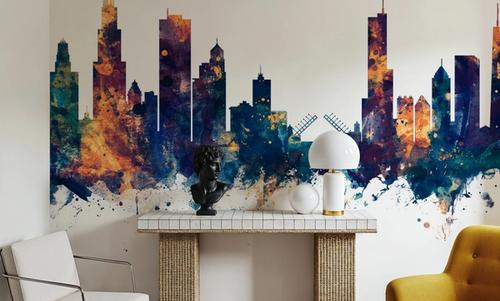 Chicago Illinois Skyline Blue & Bronze