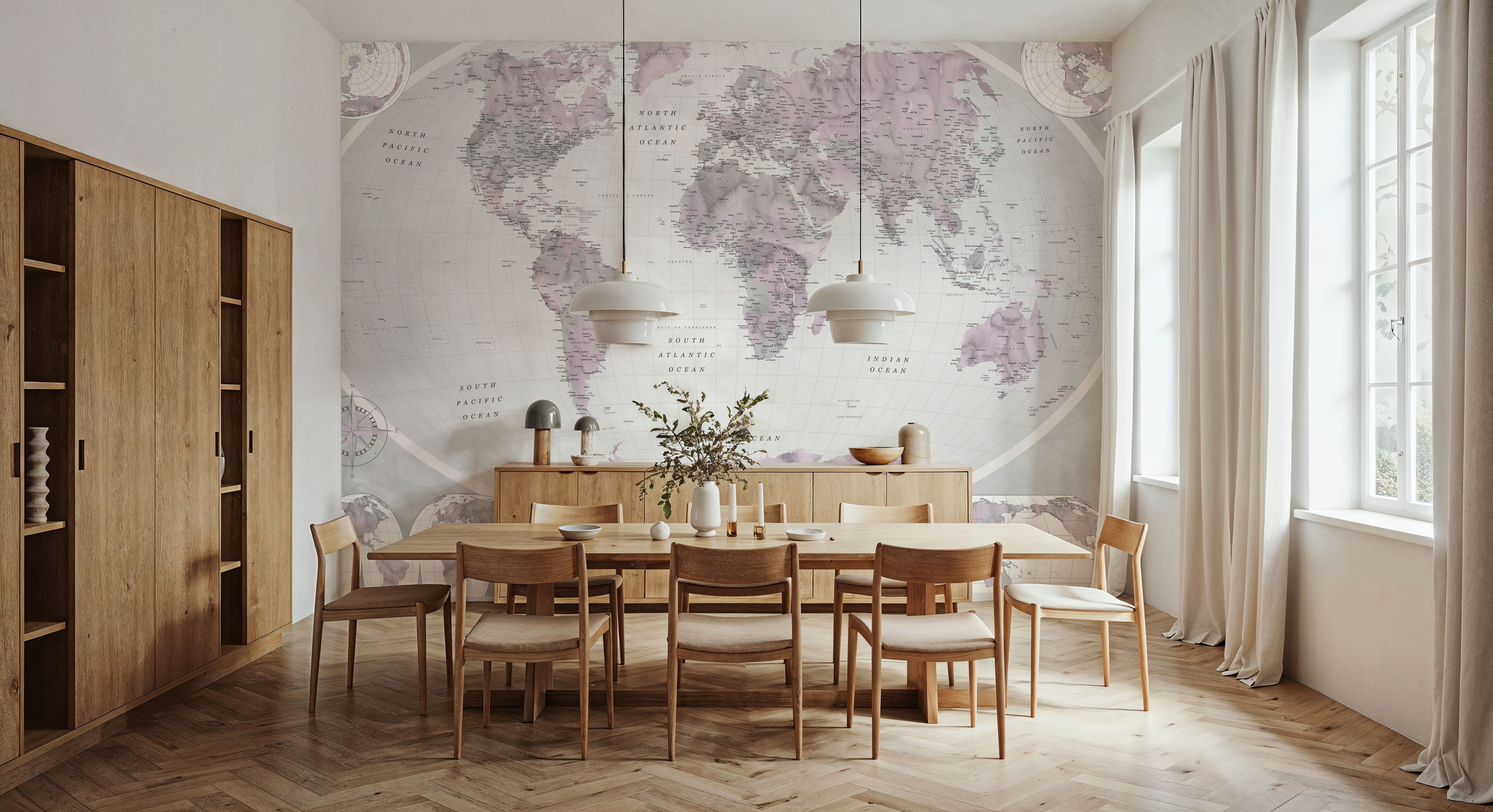 World Map Atlas Pink
