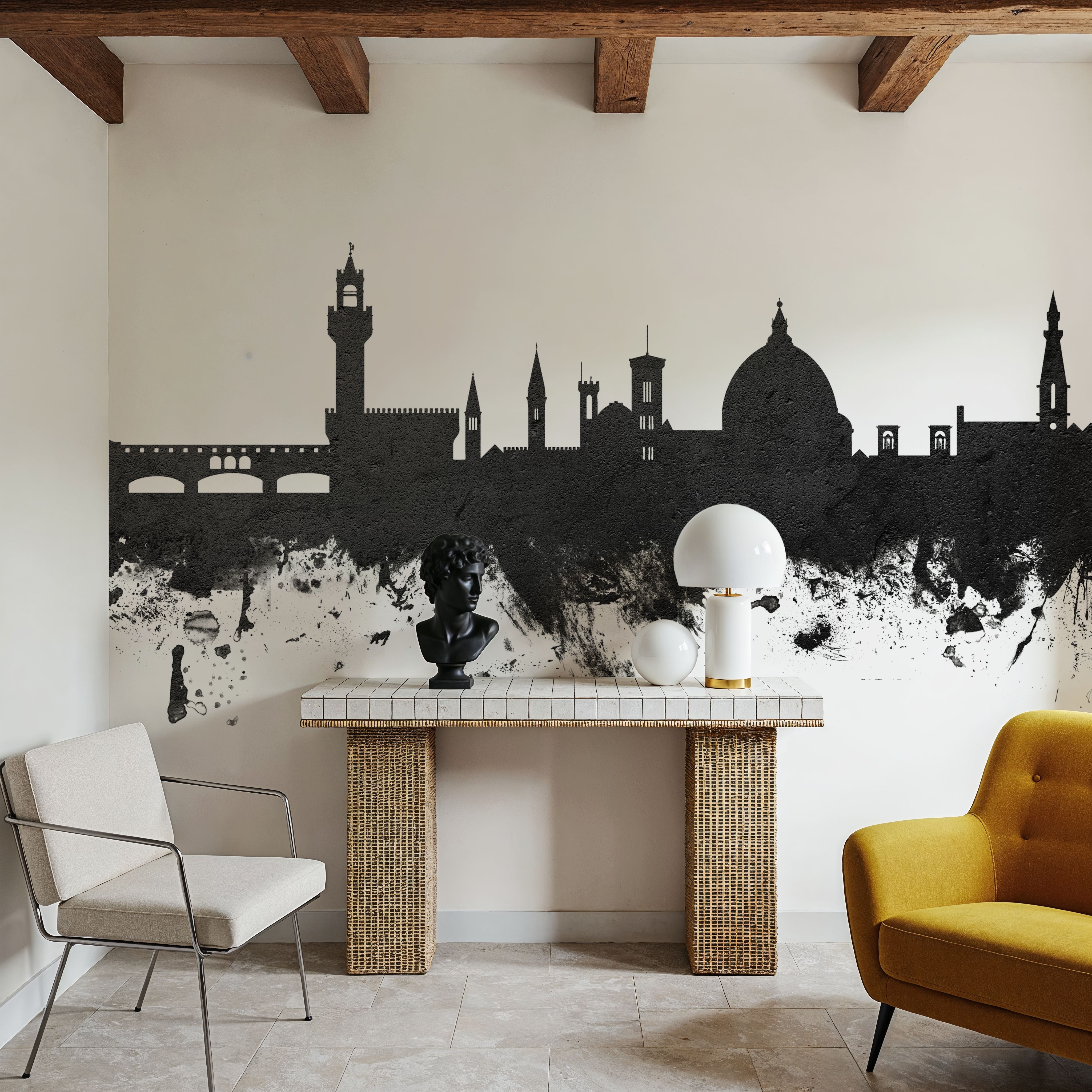 Florence Italy Skyline Black & White