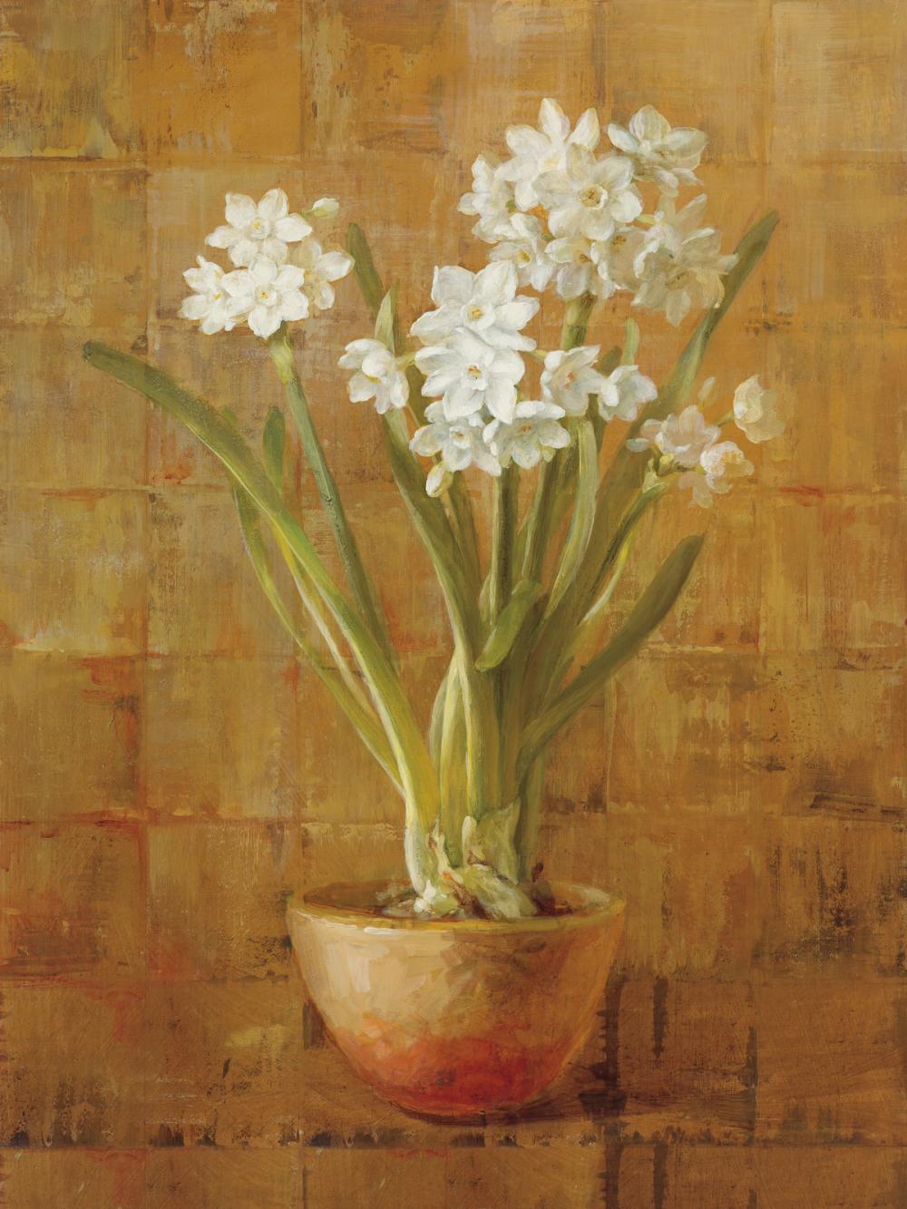 White Narcissus on Bronze