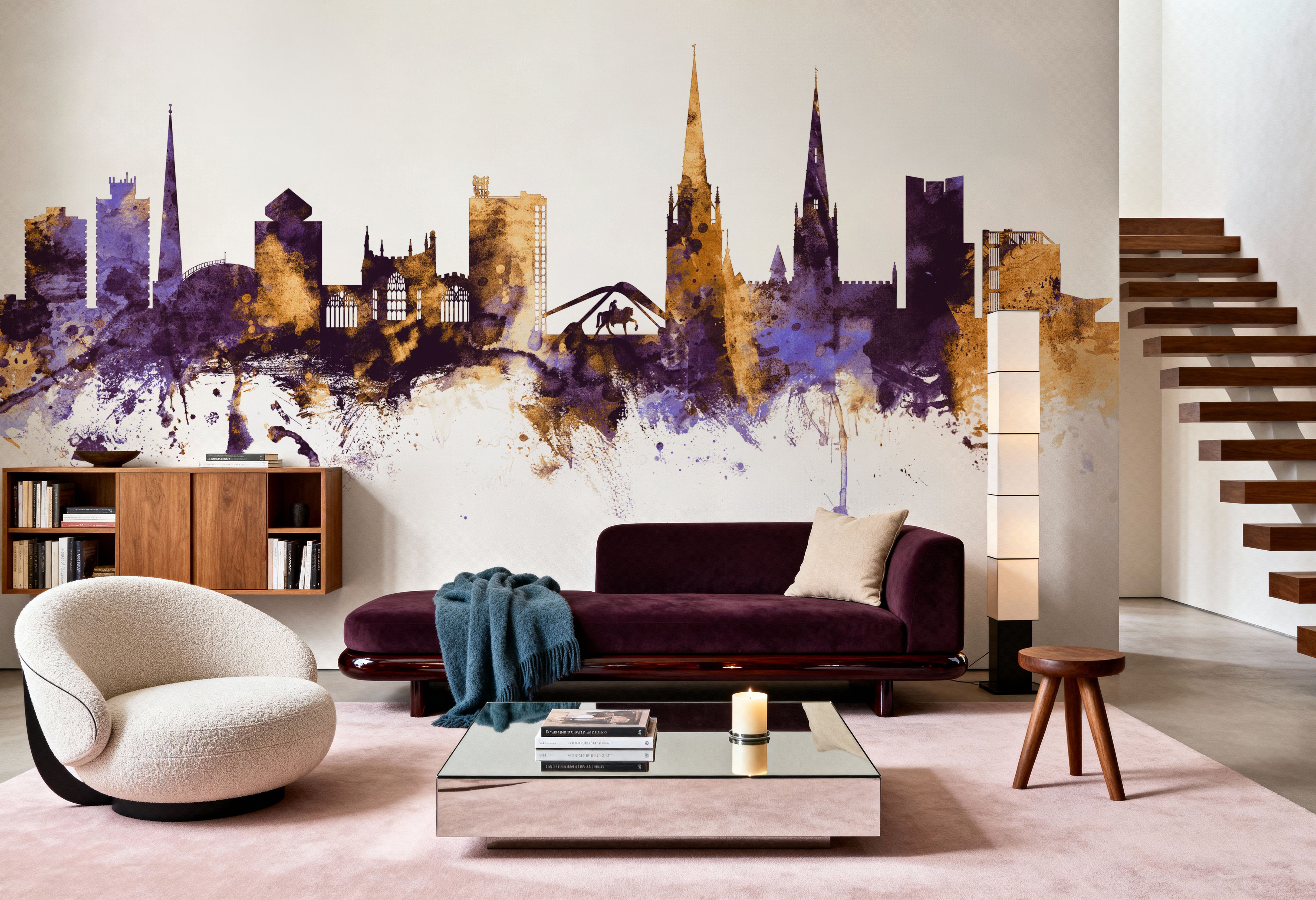 Coventry England Skyline Purple & Gold