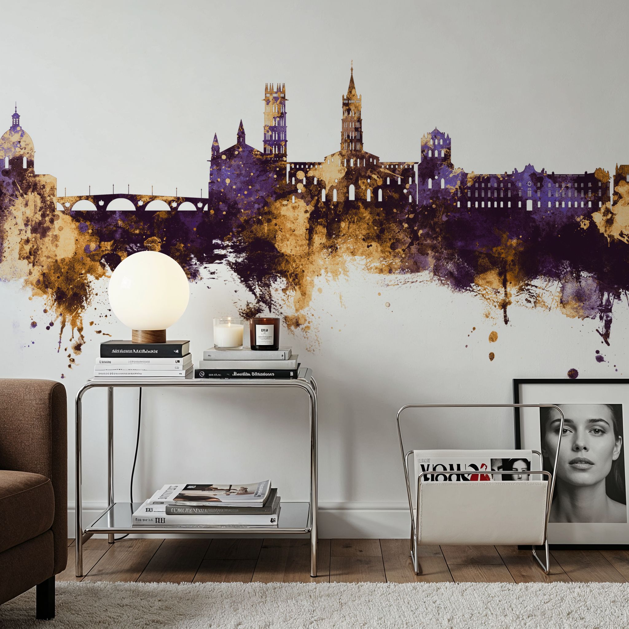 Toulouse France Skyline Purple & Gold
