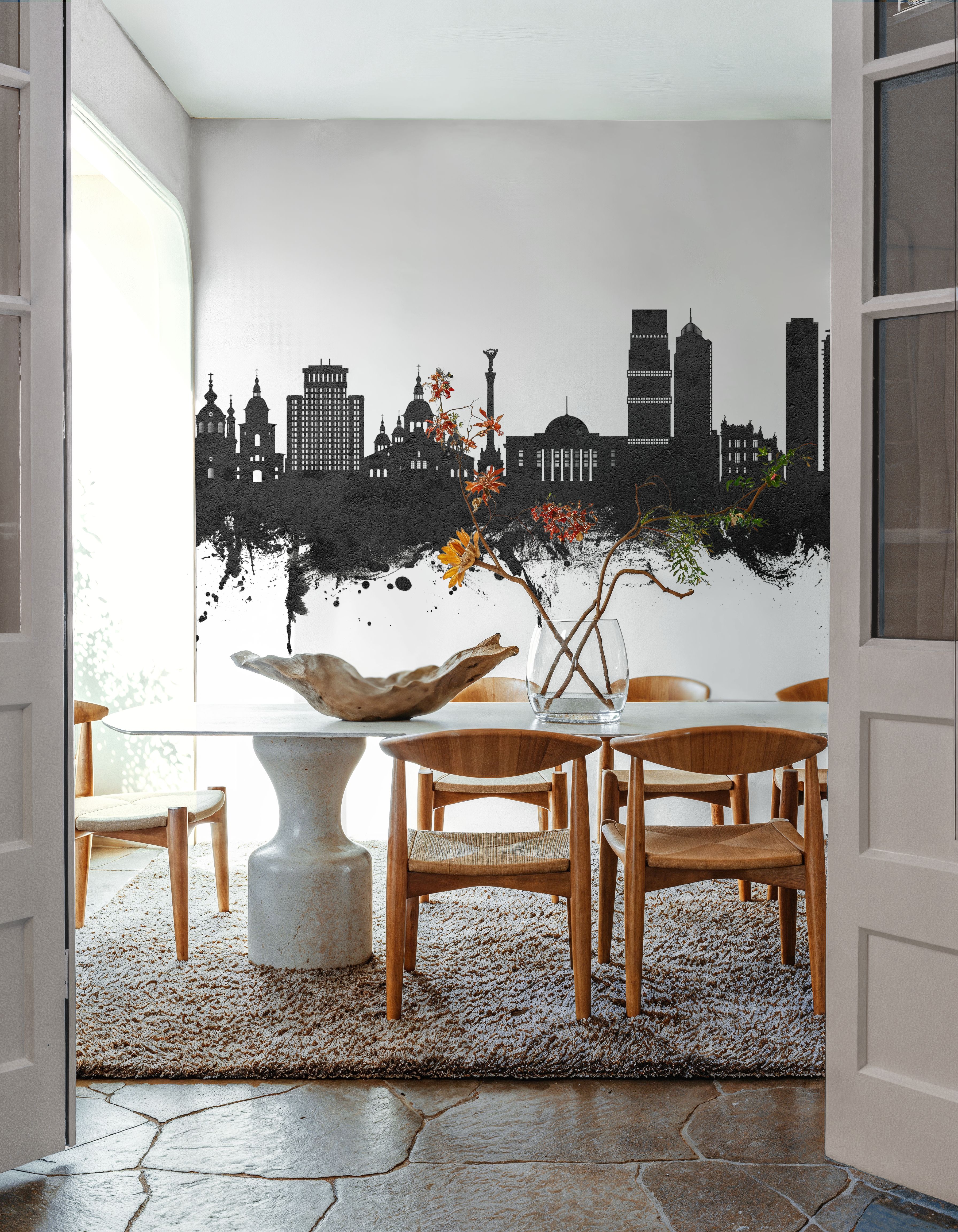 Kyiv Ukraine Skyline Black & White