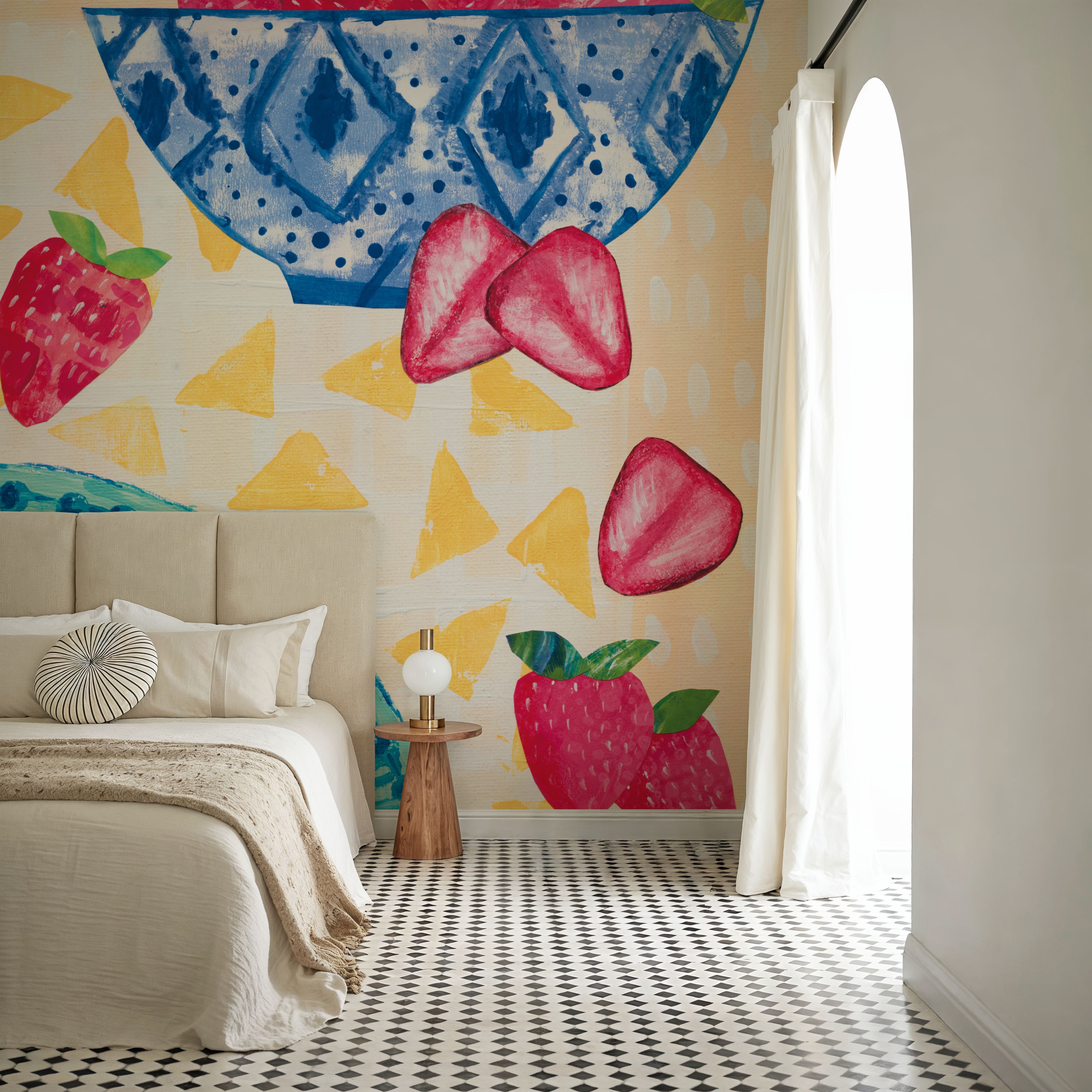 Wall Mural - Tablescape Strawberry Dessert - Fruits Nature mural wallpaper - Offices - Wallism US - Premium, Textured or Peel & Stick