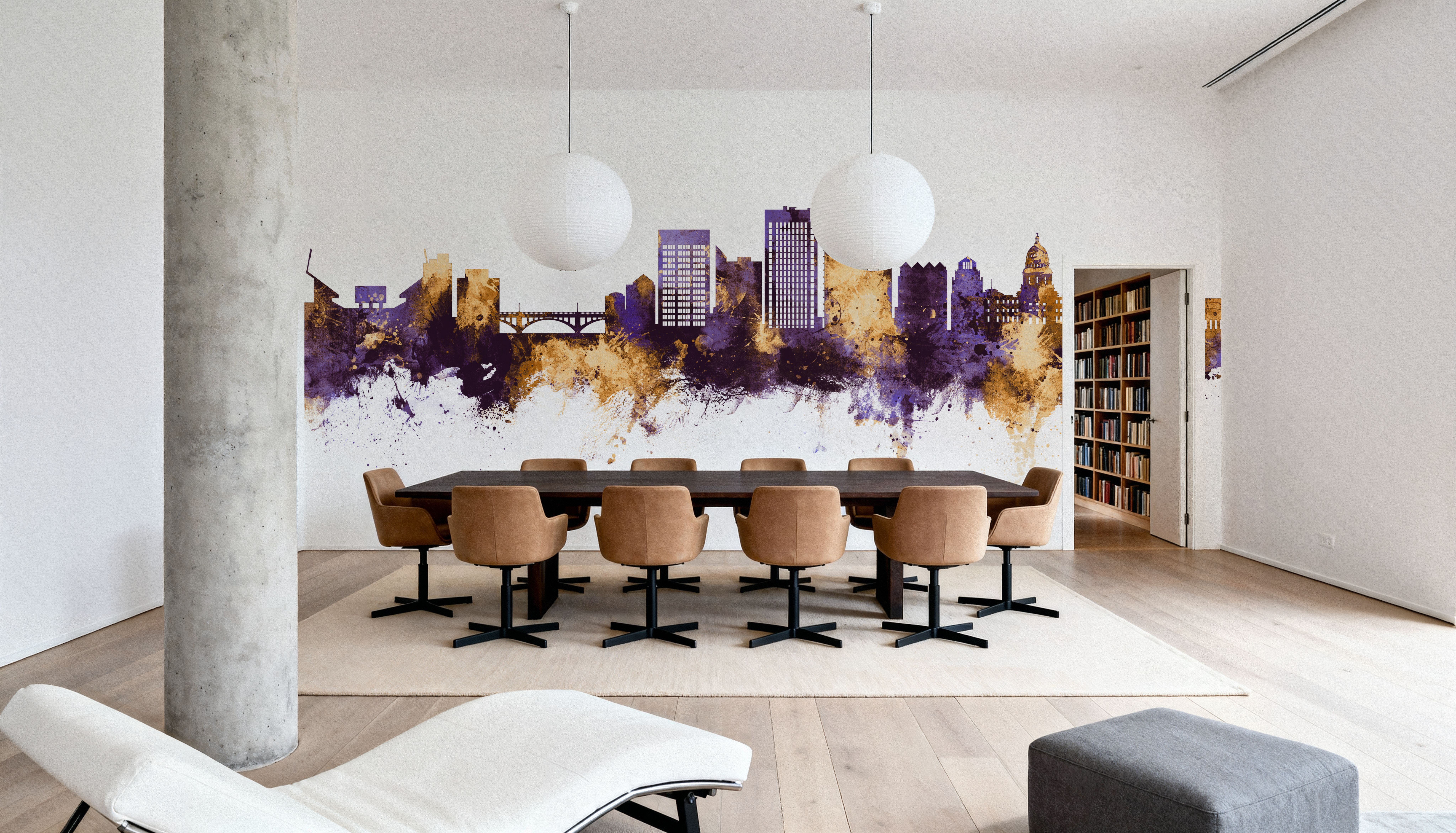 Boise Idaho Skyline Purple & Gold, Wallpaper