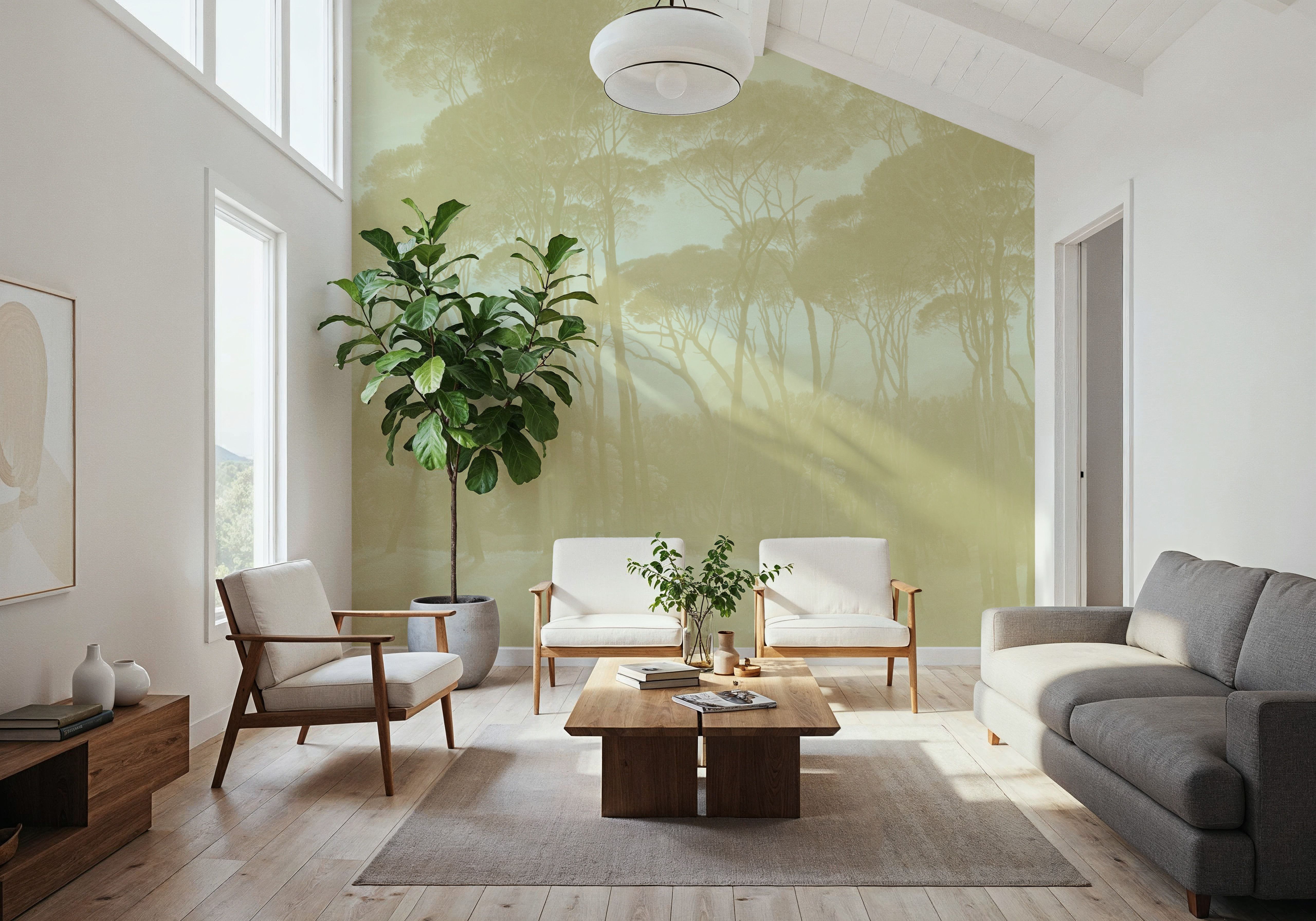 Mediterranean Pine Landscape, Greenish Beige