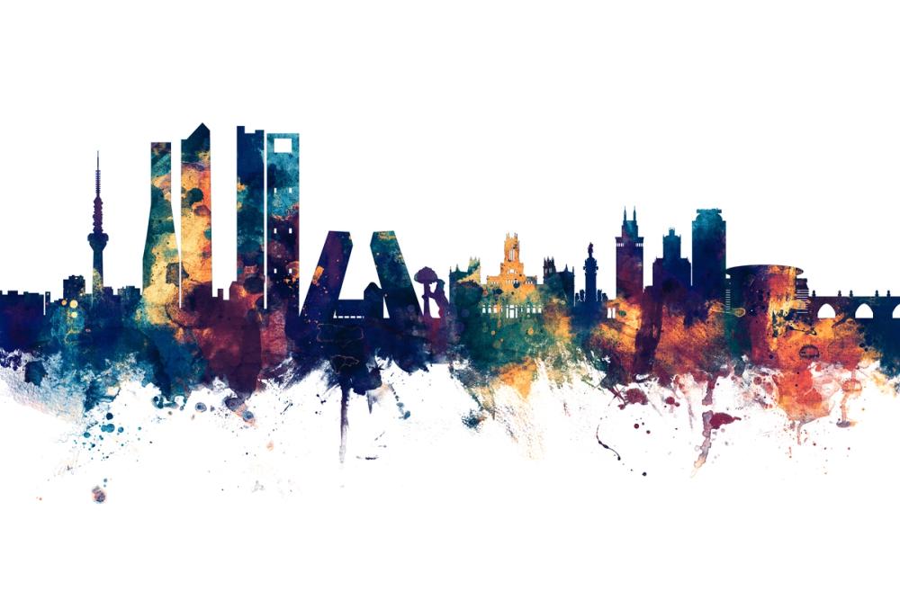 Madrid Skyline Blue & Bronze