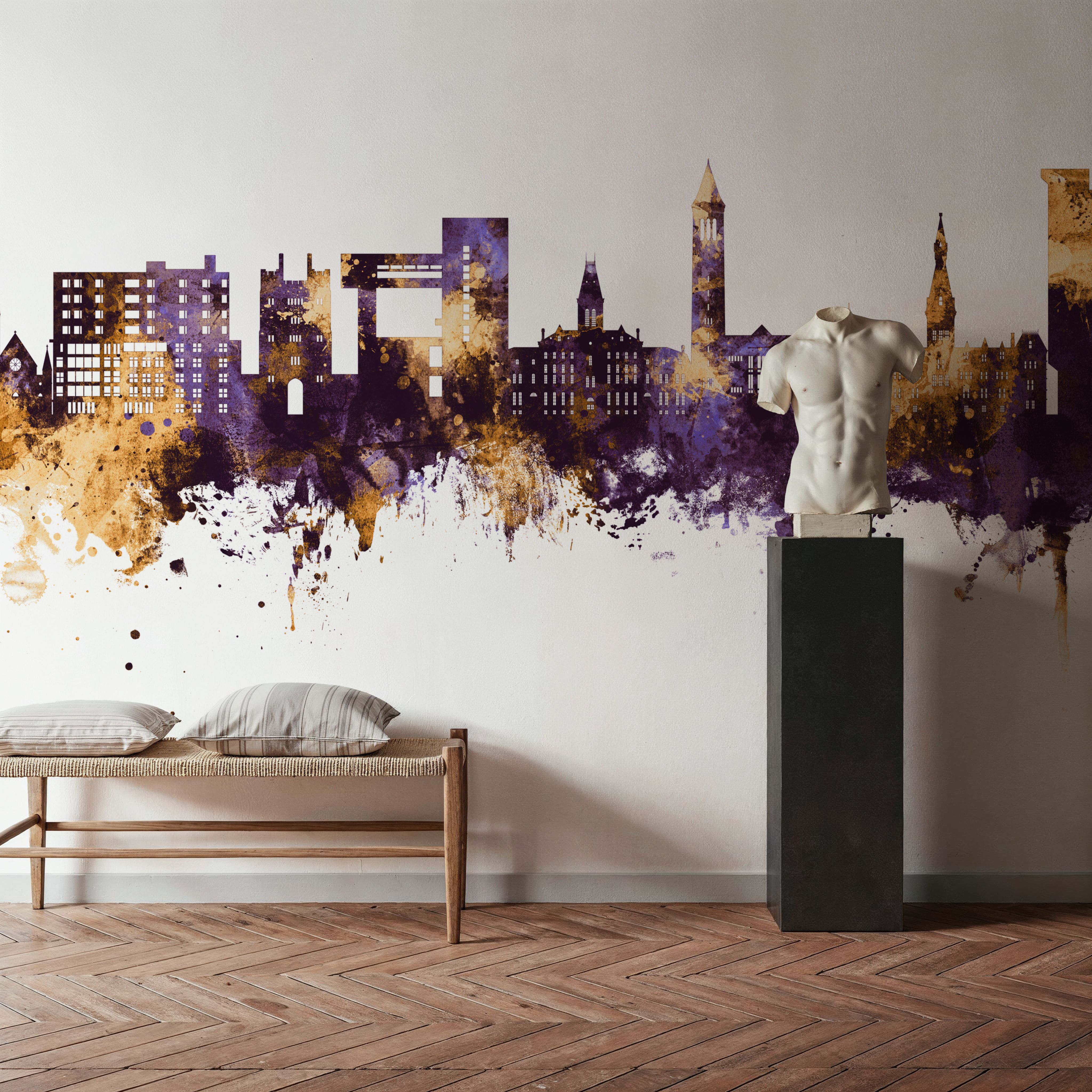 Ithaca New York Skyline Purple & Gold