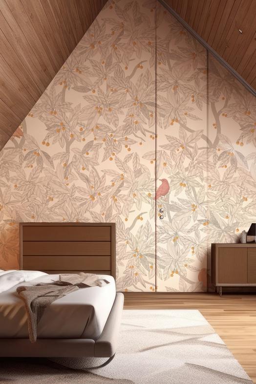 Cherry Tree Birds, Beige