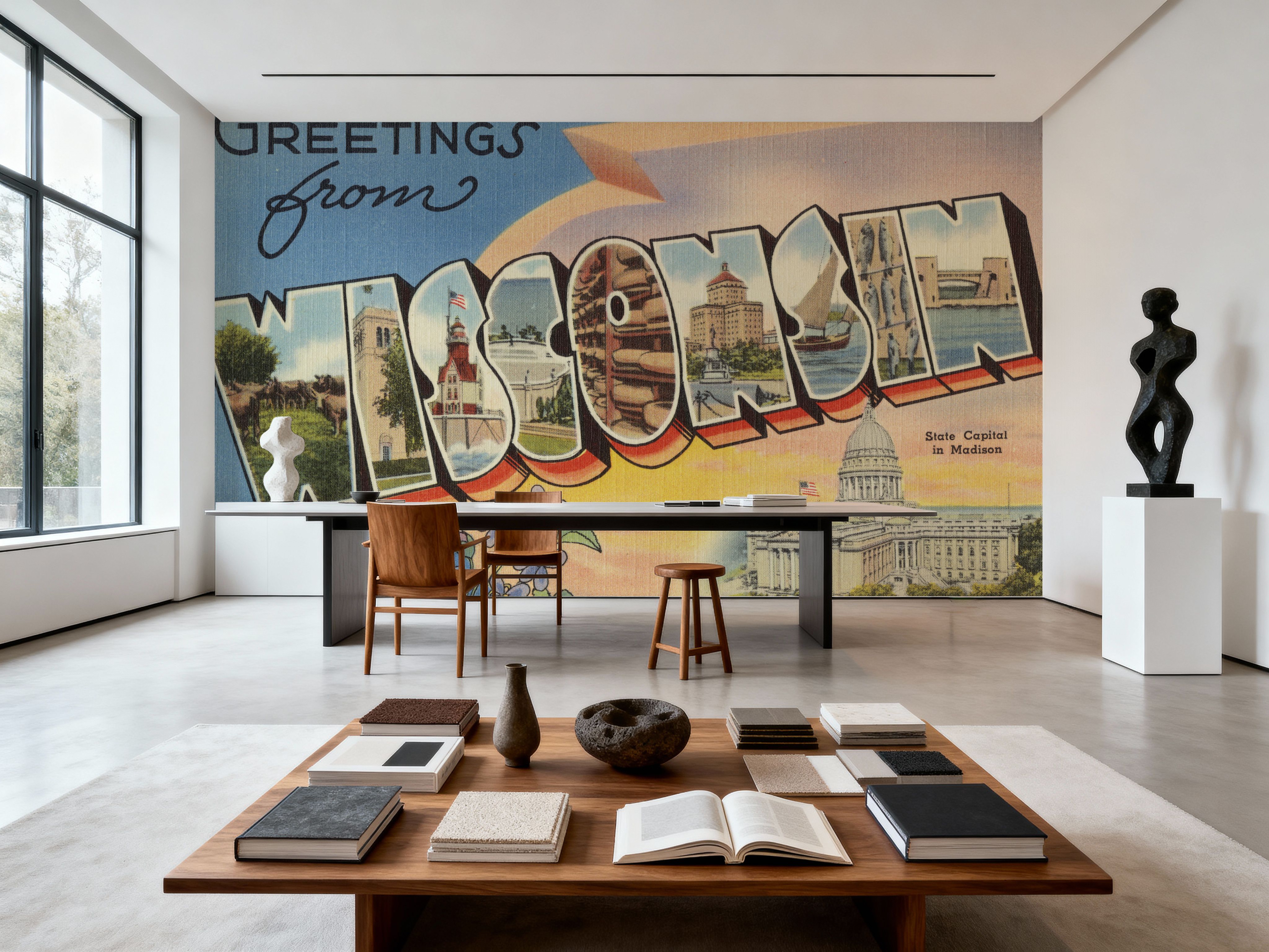 Greetings from Wisconsin - Screenprint Postcard