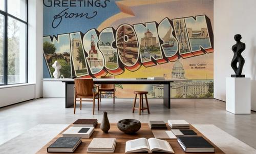 Greetings from Wisconsin - Screenprint Postcard