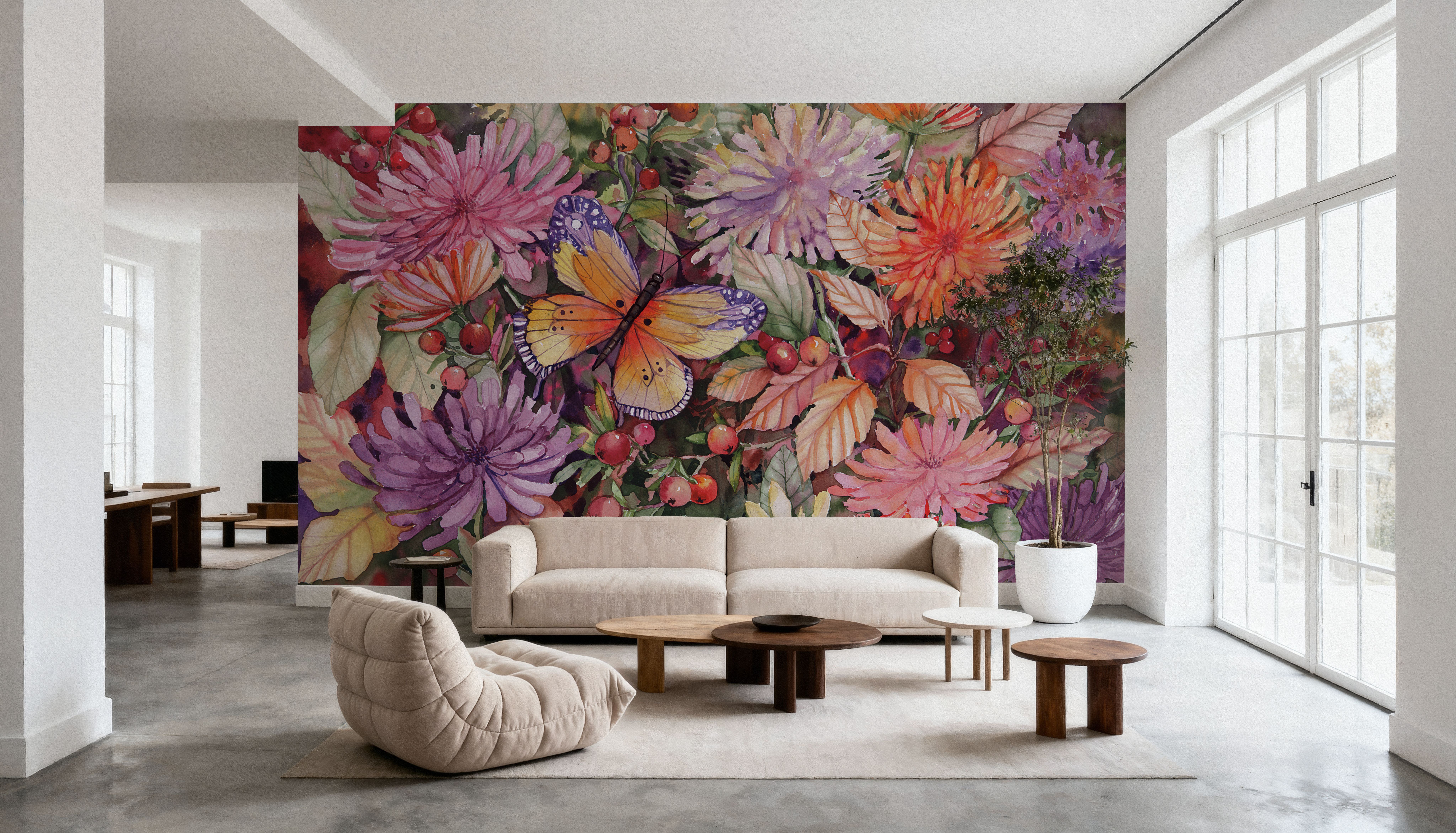 Butterfly and Dahlia, Wallpaper