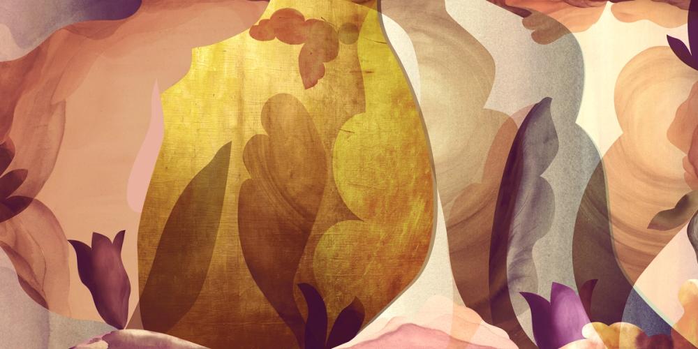 Abstract painted big fields in yellow