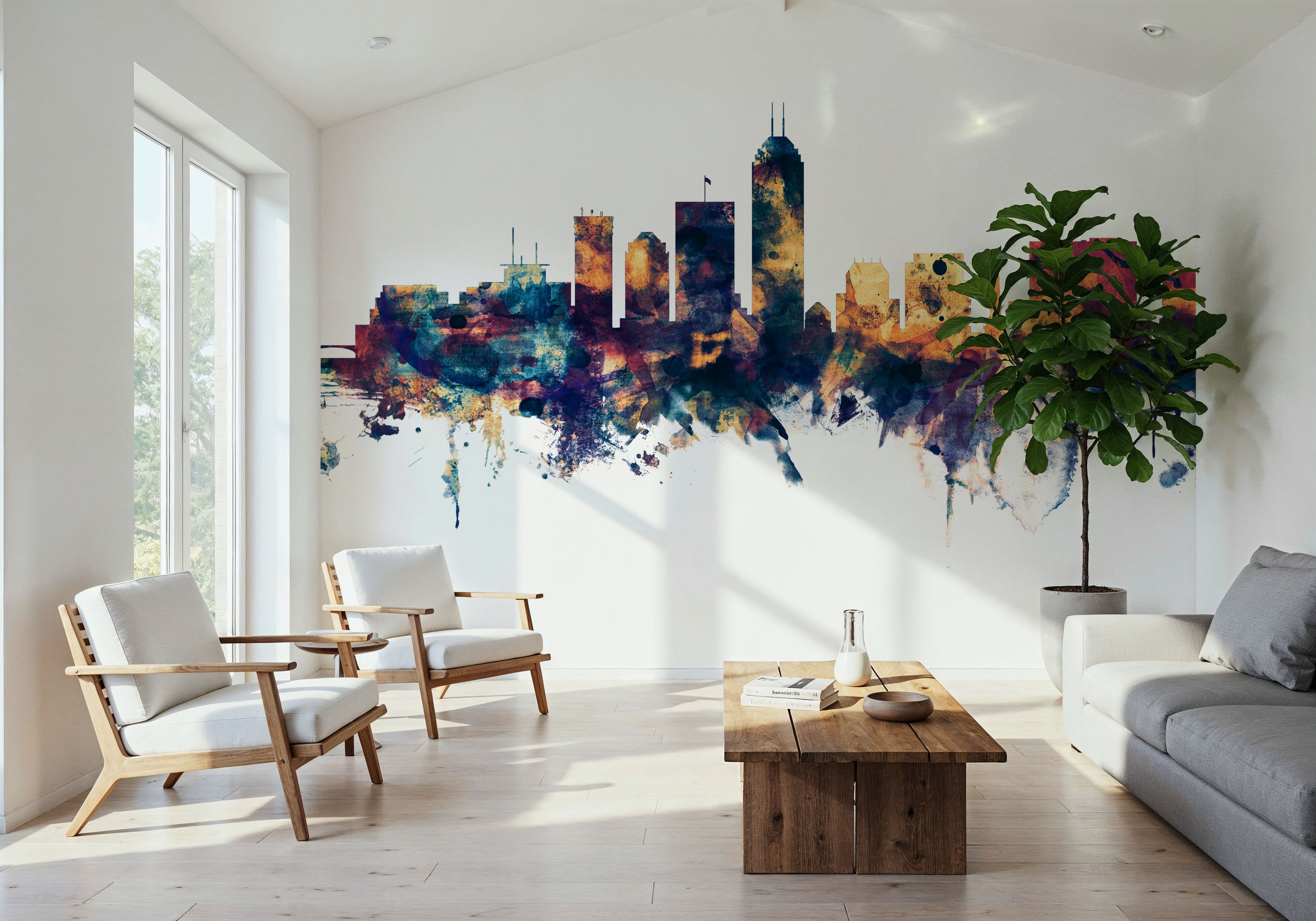 Indianapolis Indiana Skyline Blue & Bronze, Wallpaper