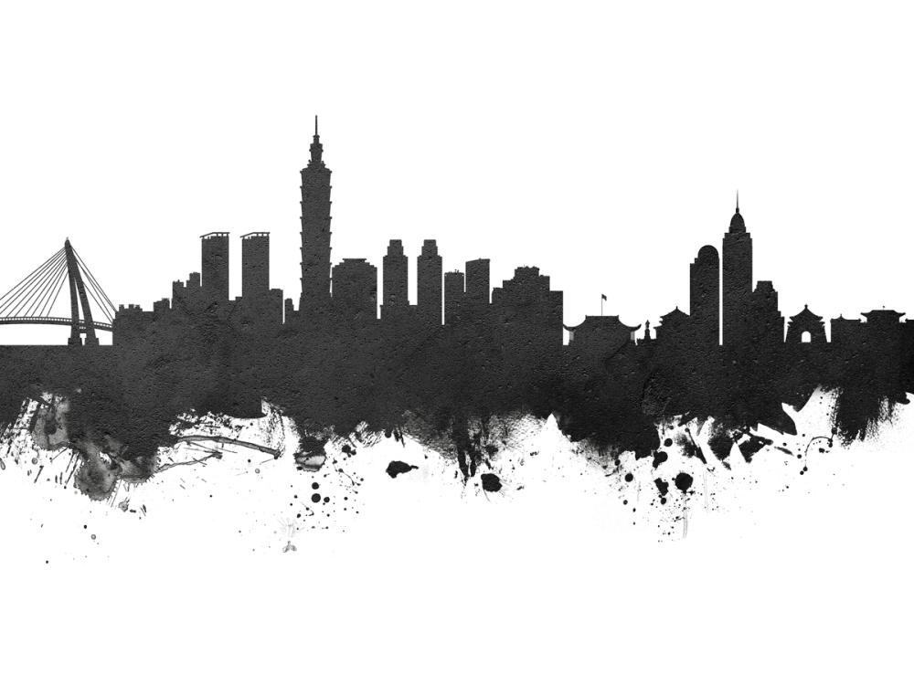 Taipei Taiwan Skyline Black & White
