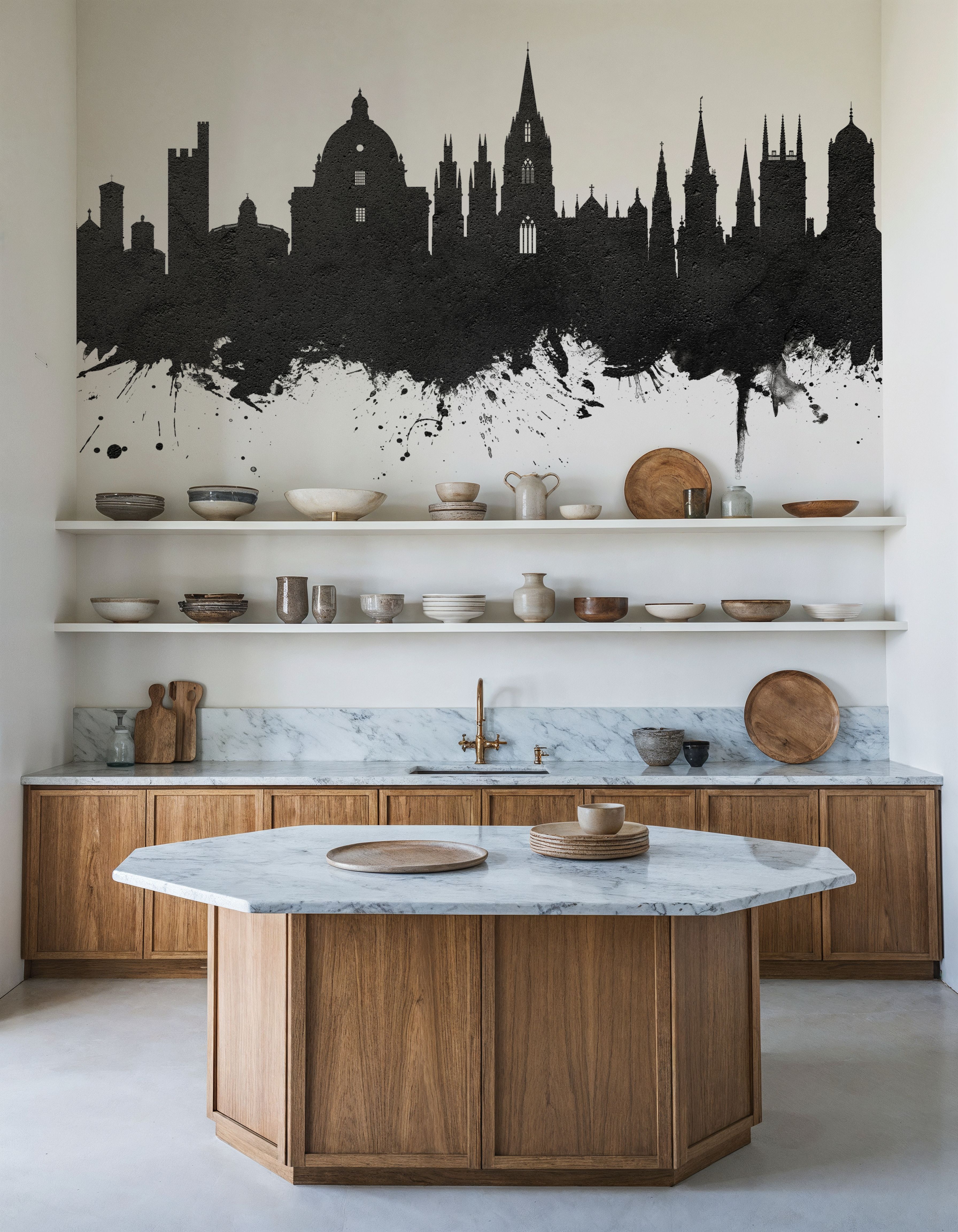 Oxford England Skyline Black & White