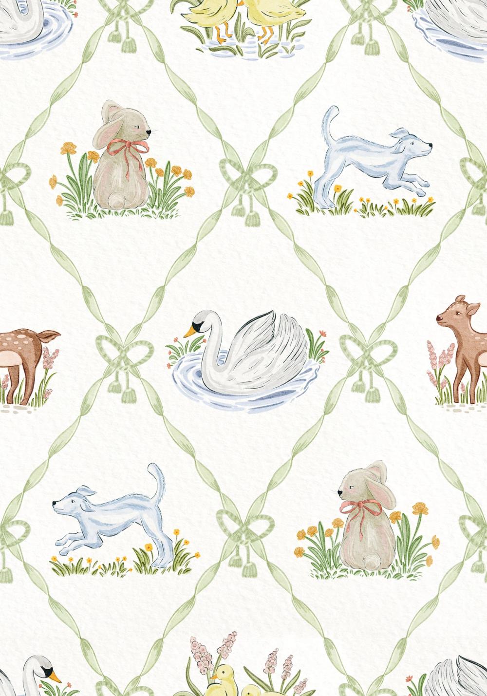 Farm Animals Argyle, Light Green