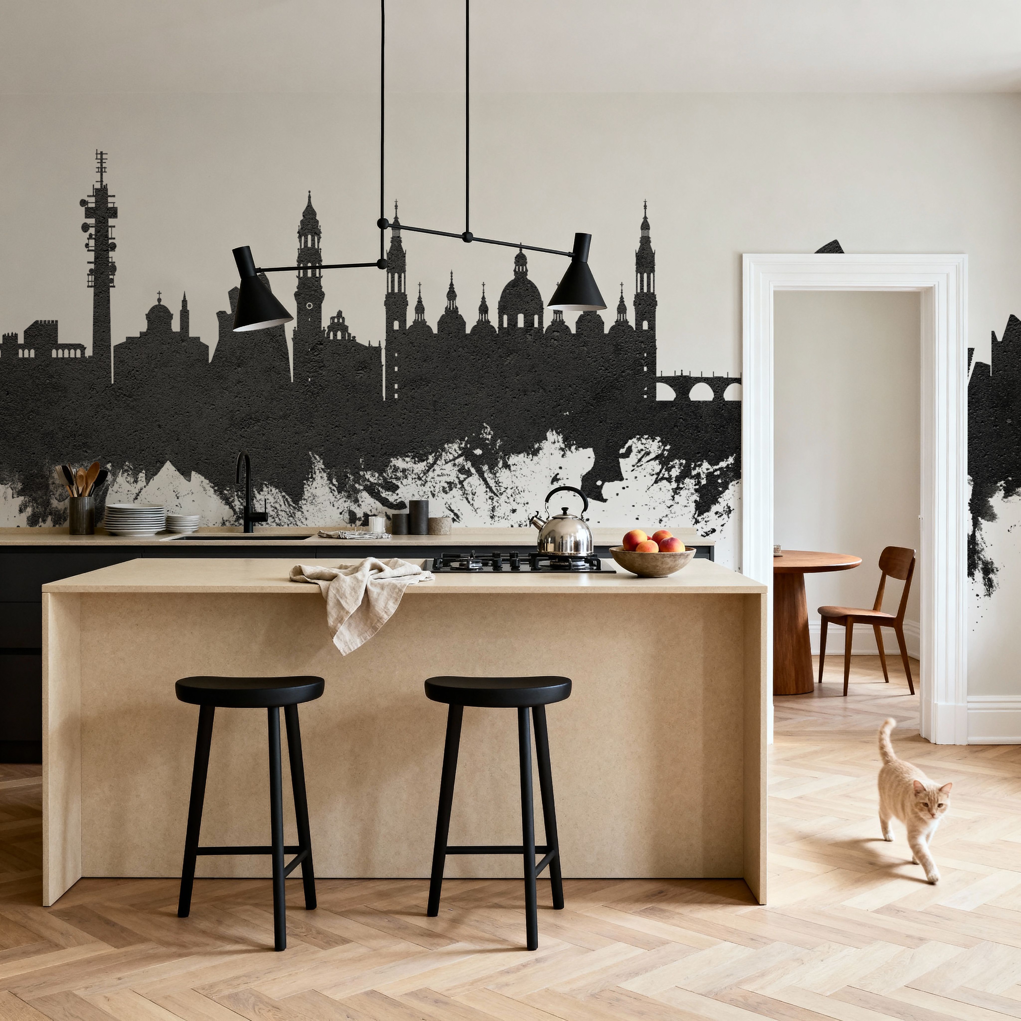 Zaragoza Spain Skyline Black & White