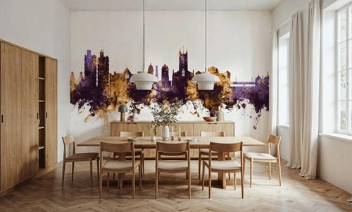 Stoke-on-Trent Skyline Purple & Gold