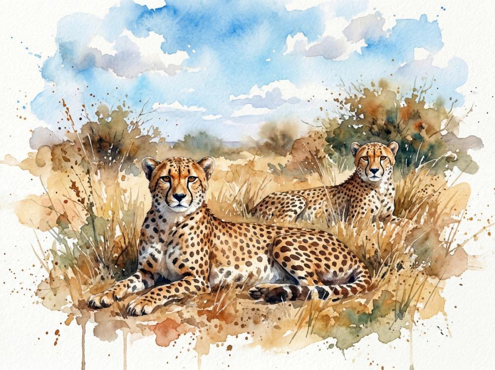 Cheetahs - Watercolor Predators Series