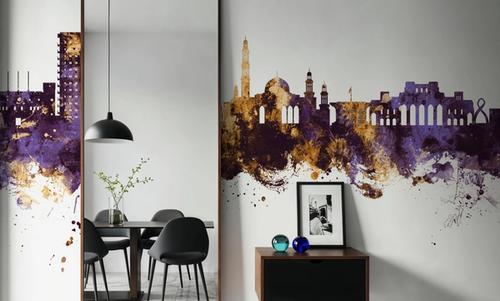 Muscat Oman Skyline Purple & Gold