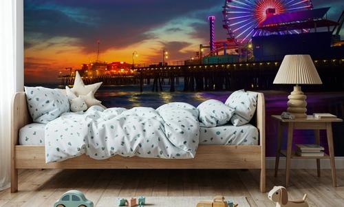 Santa Monica Pier Sunset Purple