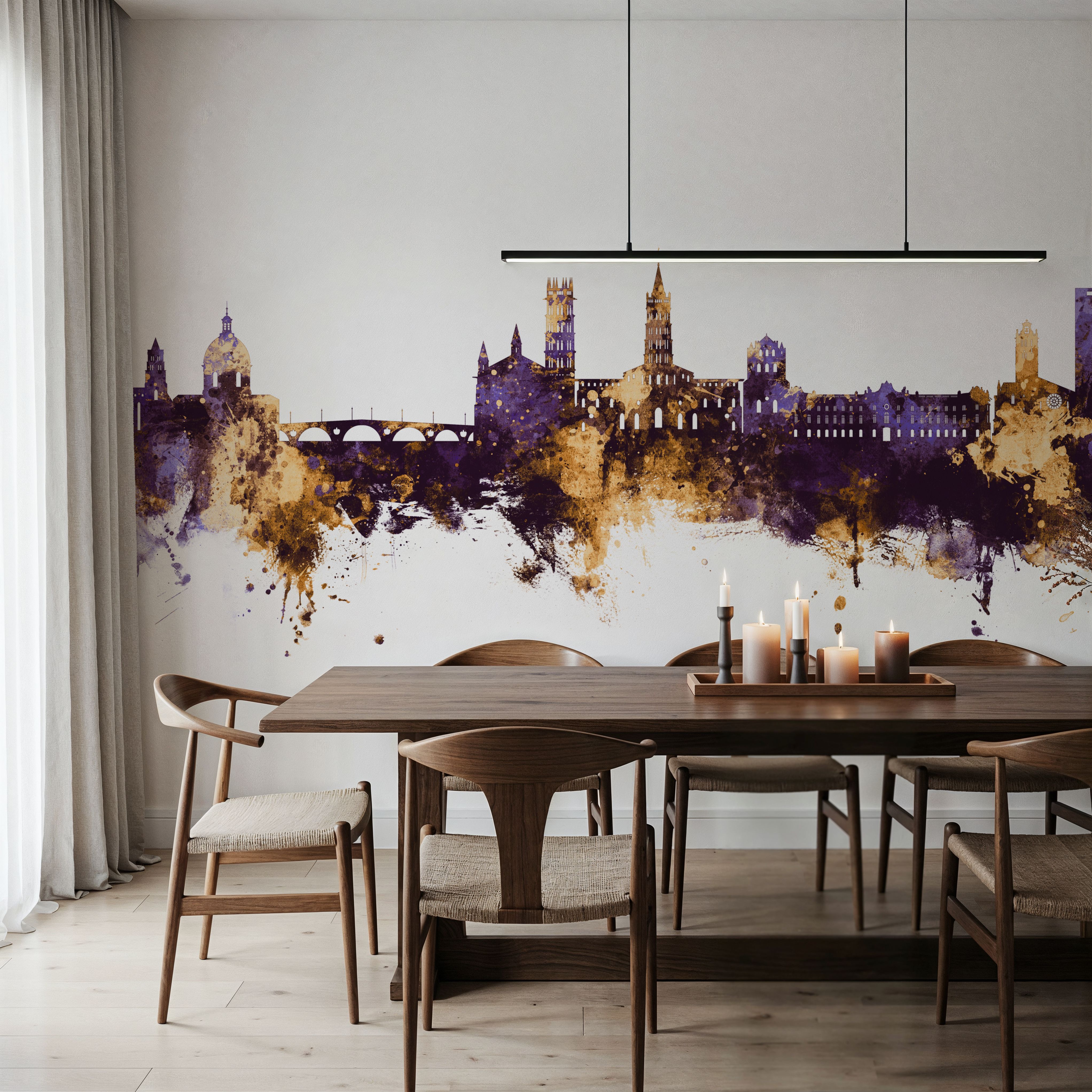 Toulouse France Skyline Purple & Gold