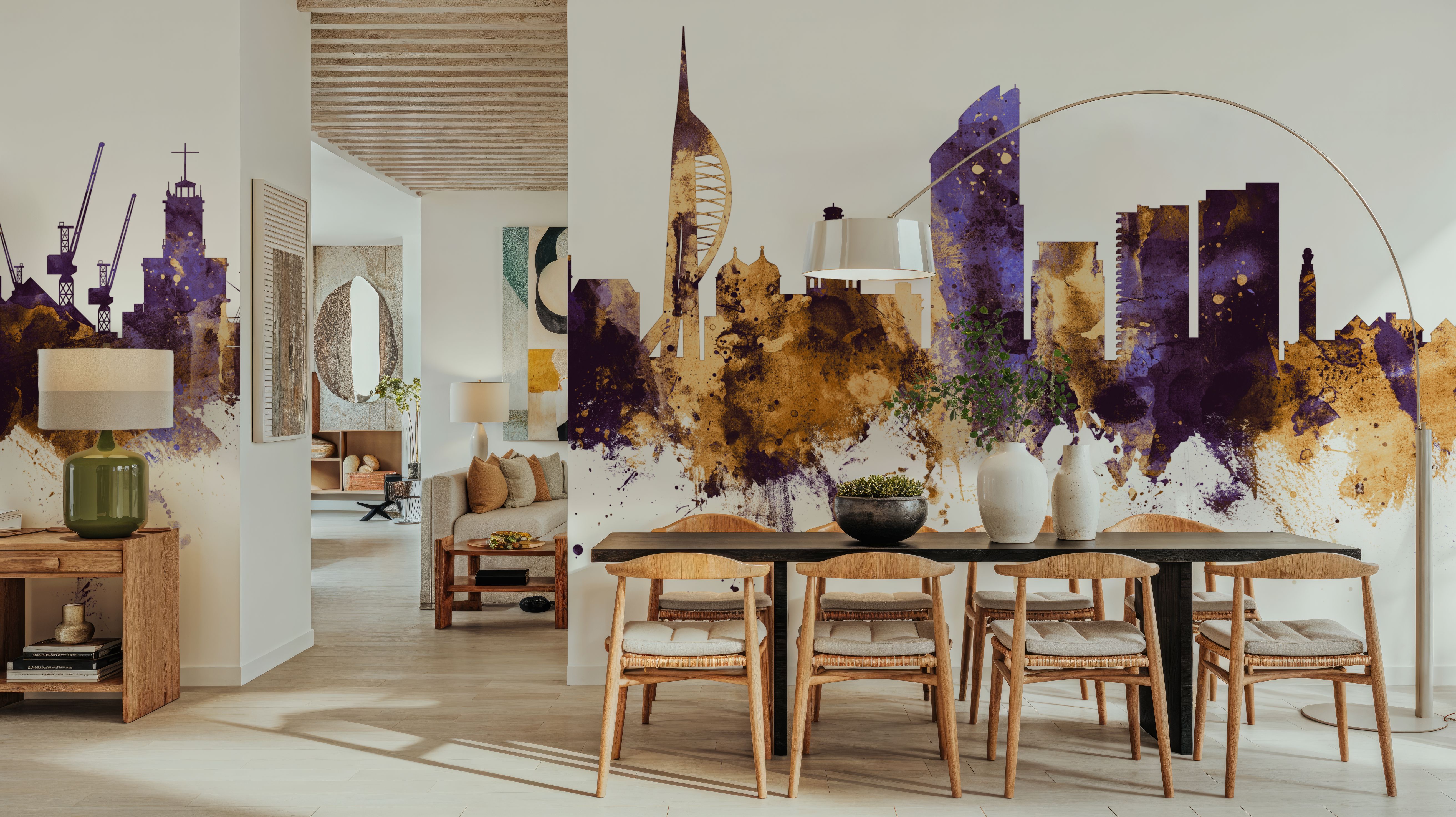 Portsmouth England Skyline Purple & Gold