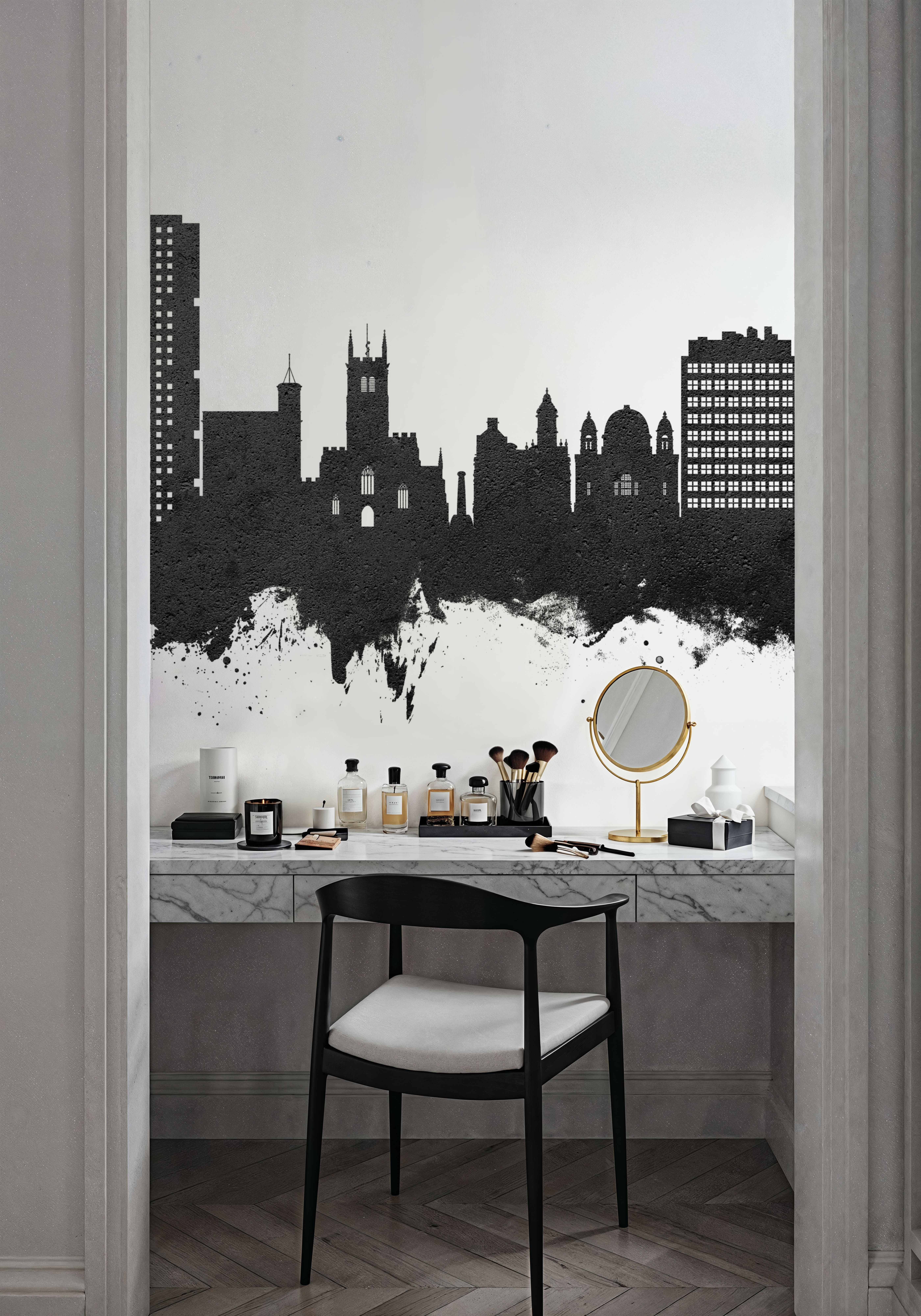 Wolverhampton England Skyline Black & White