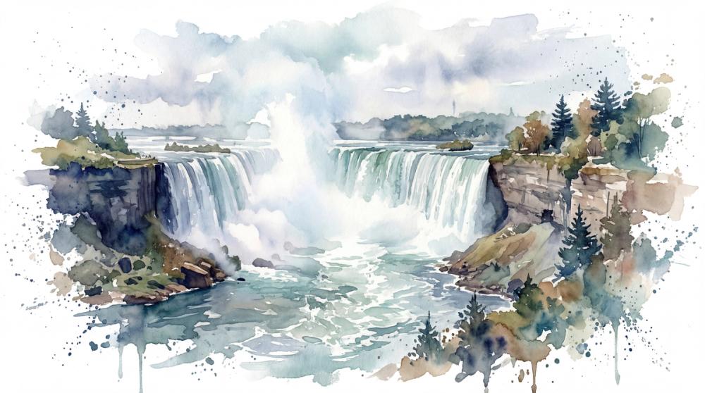 Northern Waterfall - Watercolor Landscapes Series