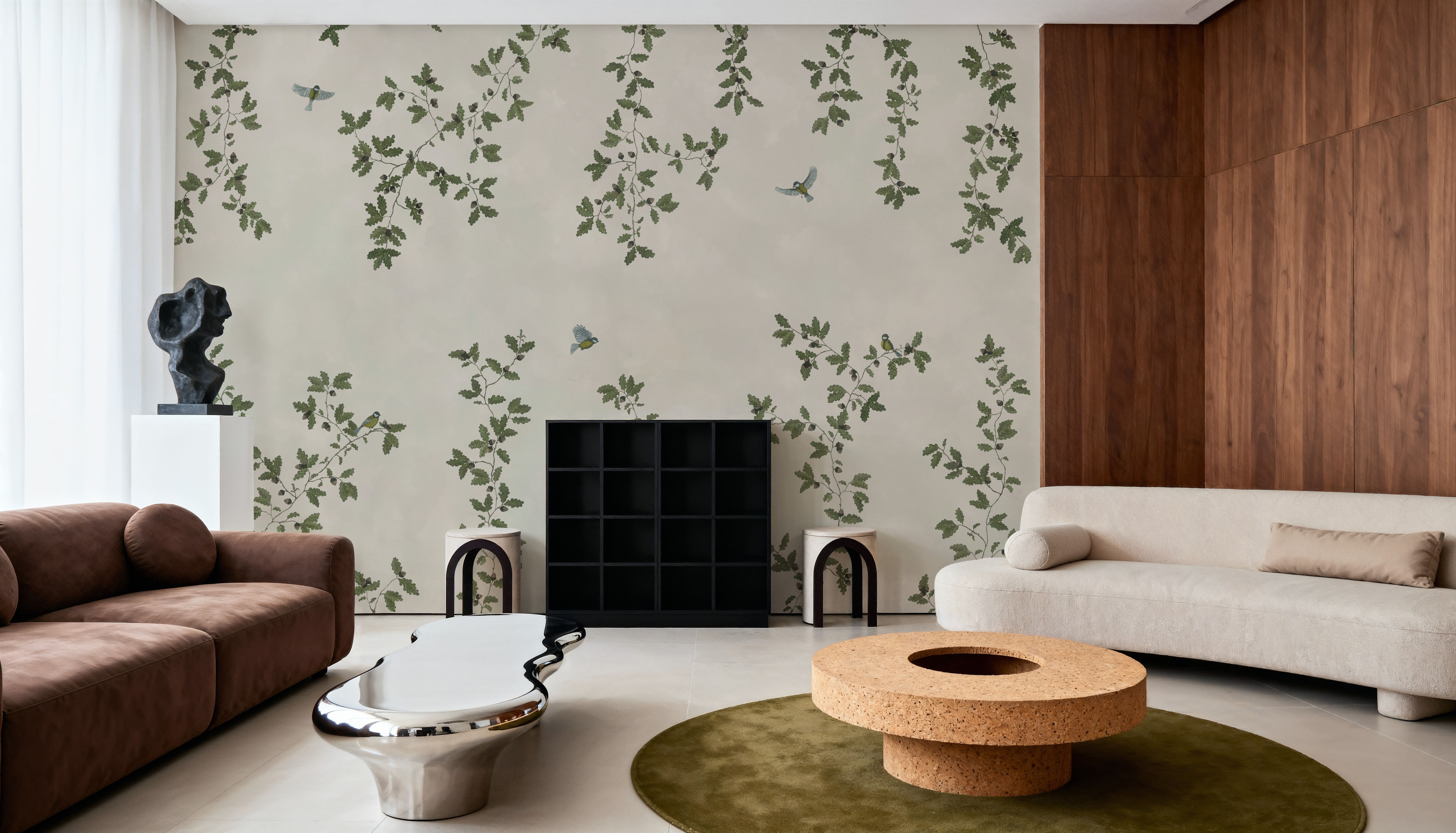 Oak Hollow, Cream, Wallpaper
