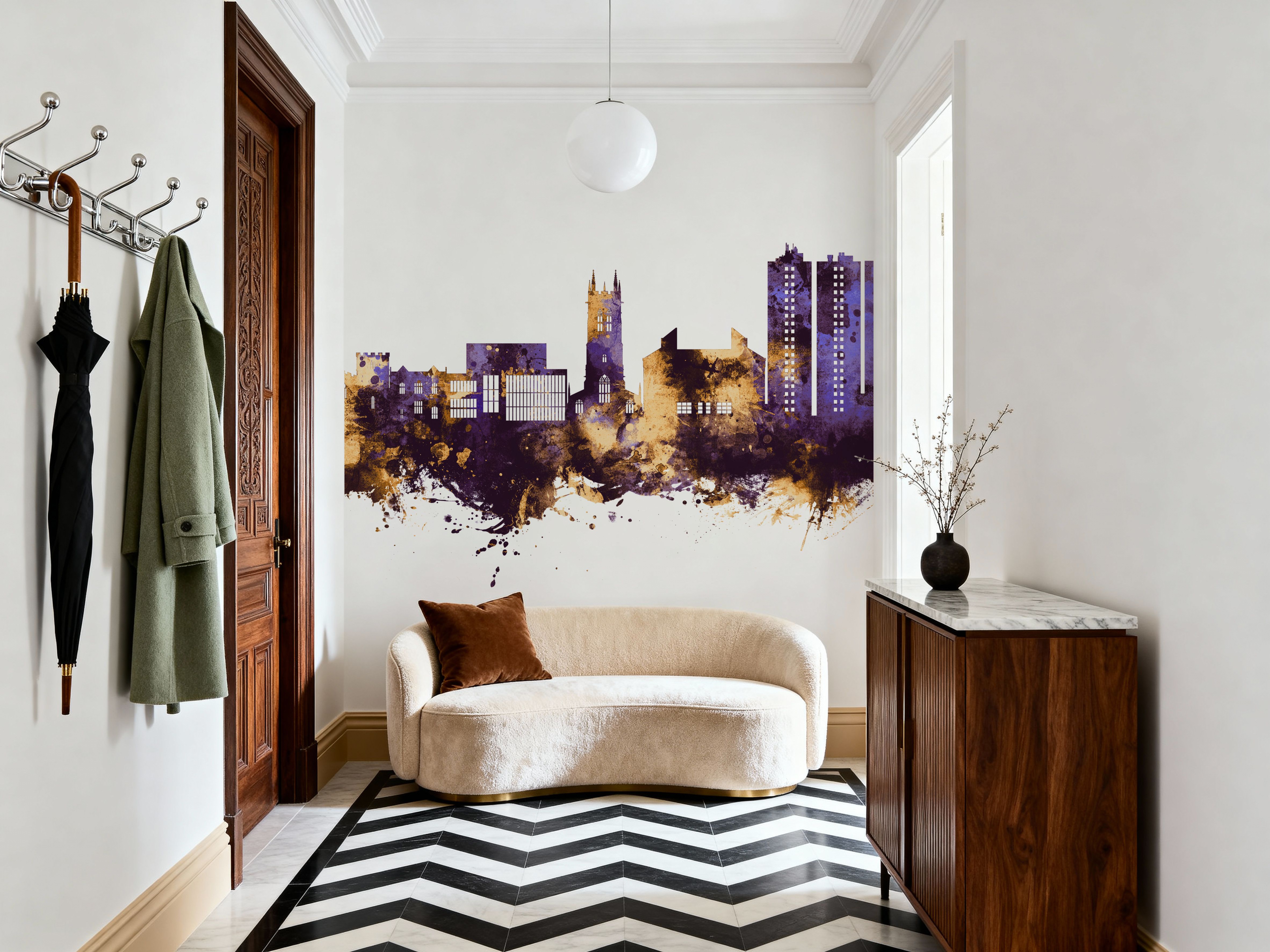 Scunthorpe England Skyline Purple & Gold