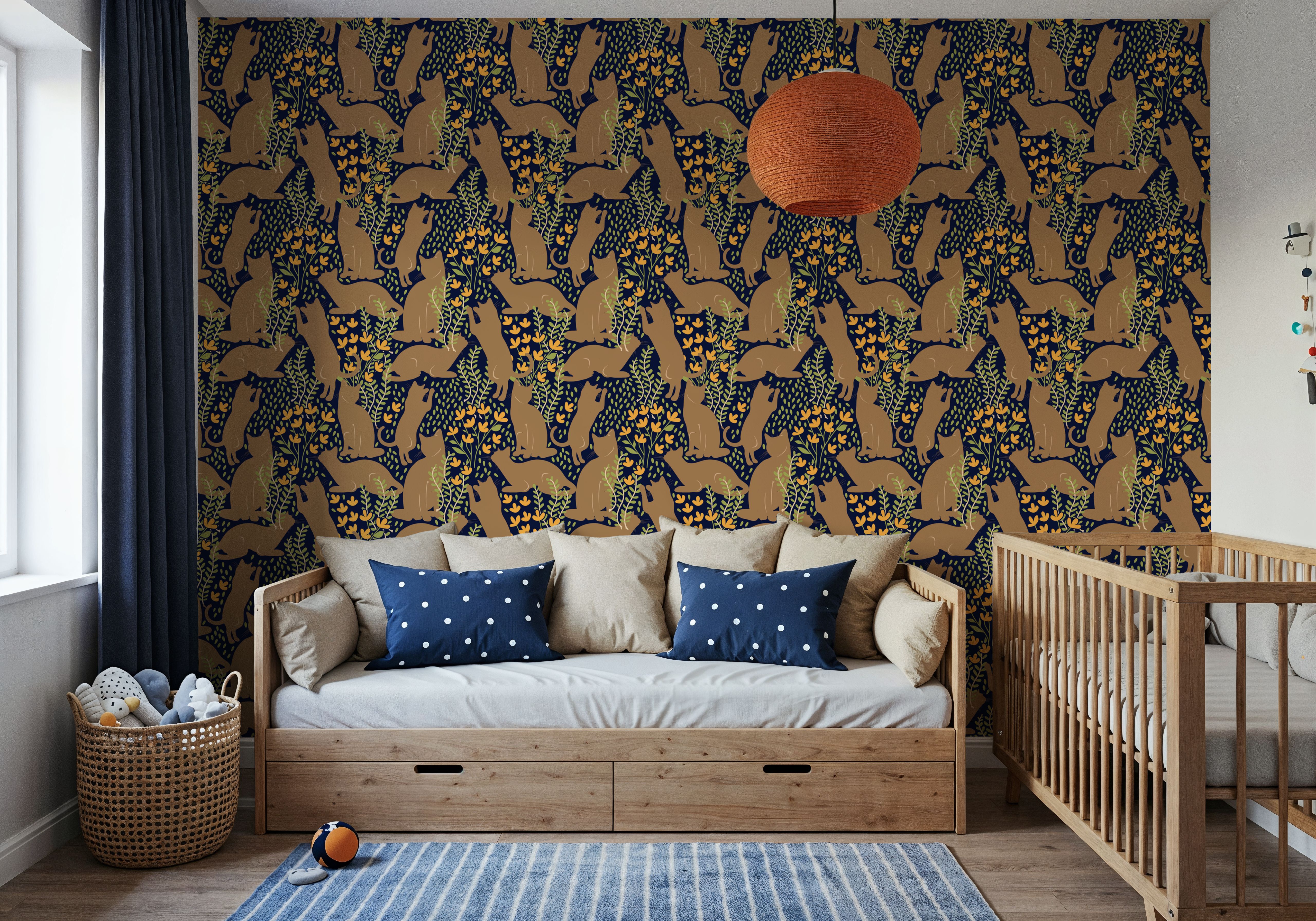 Hunters in The Garden, Navy & Beige