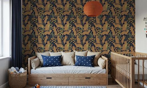 Hunters in The Garden, Navy & Beige
