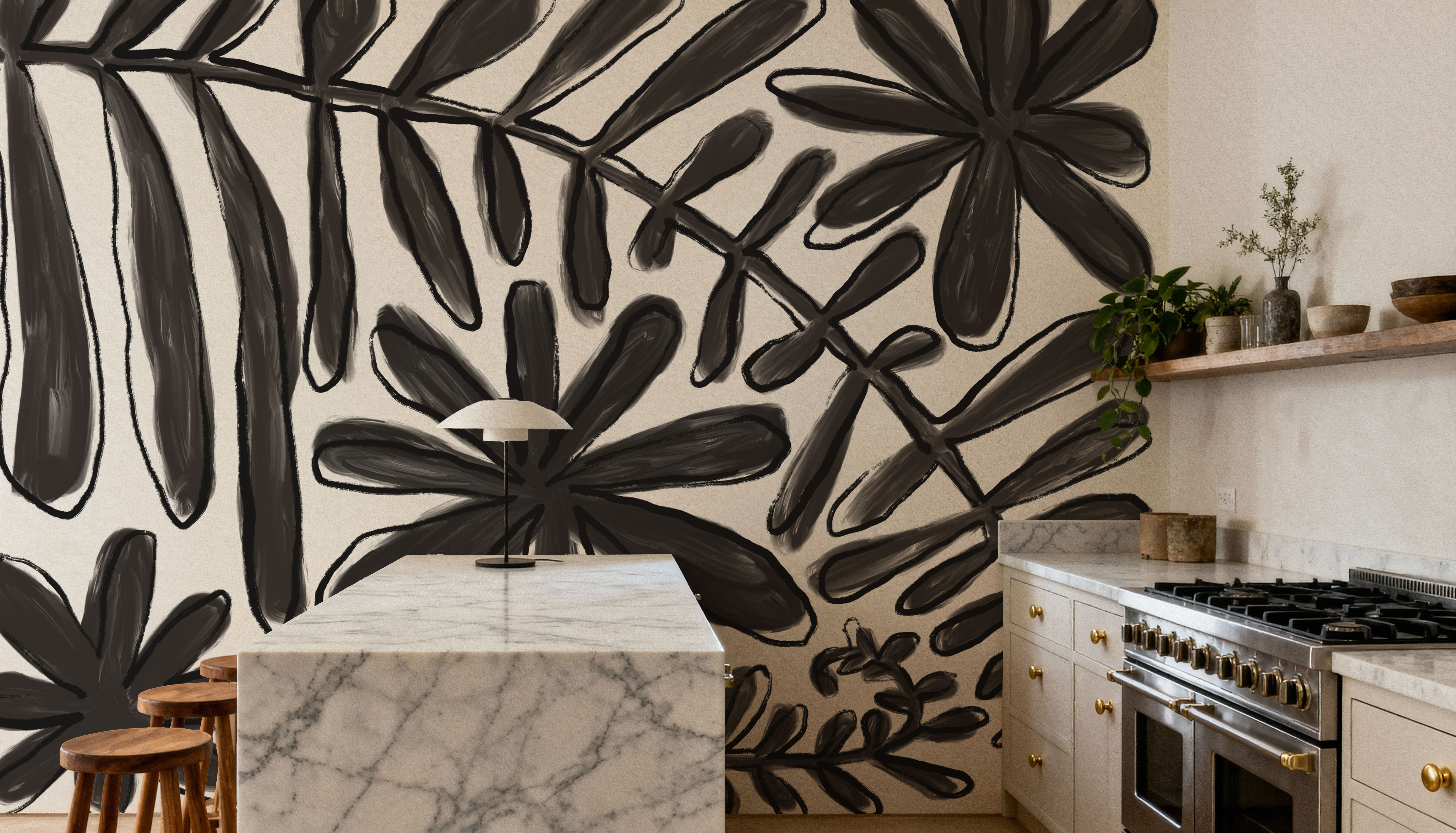 Fern and Flower Lines Black