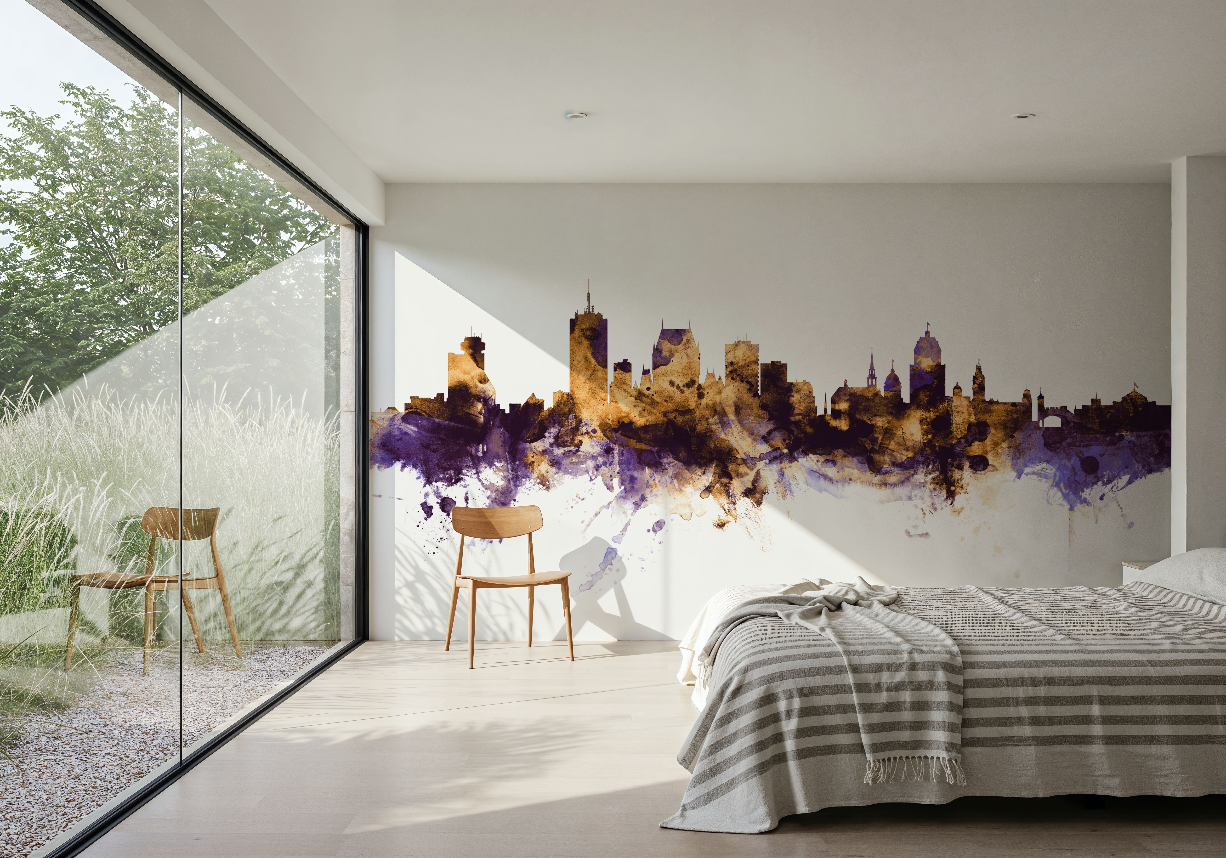 Quebec Canada Skyline Purple & Gold