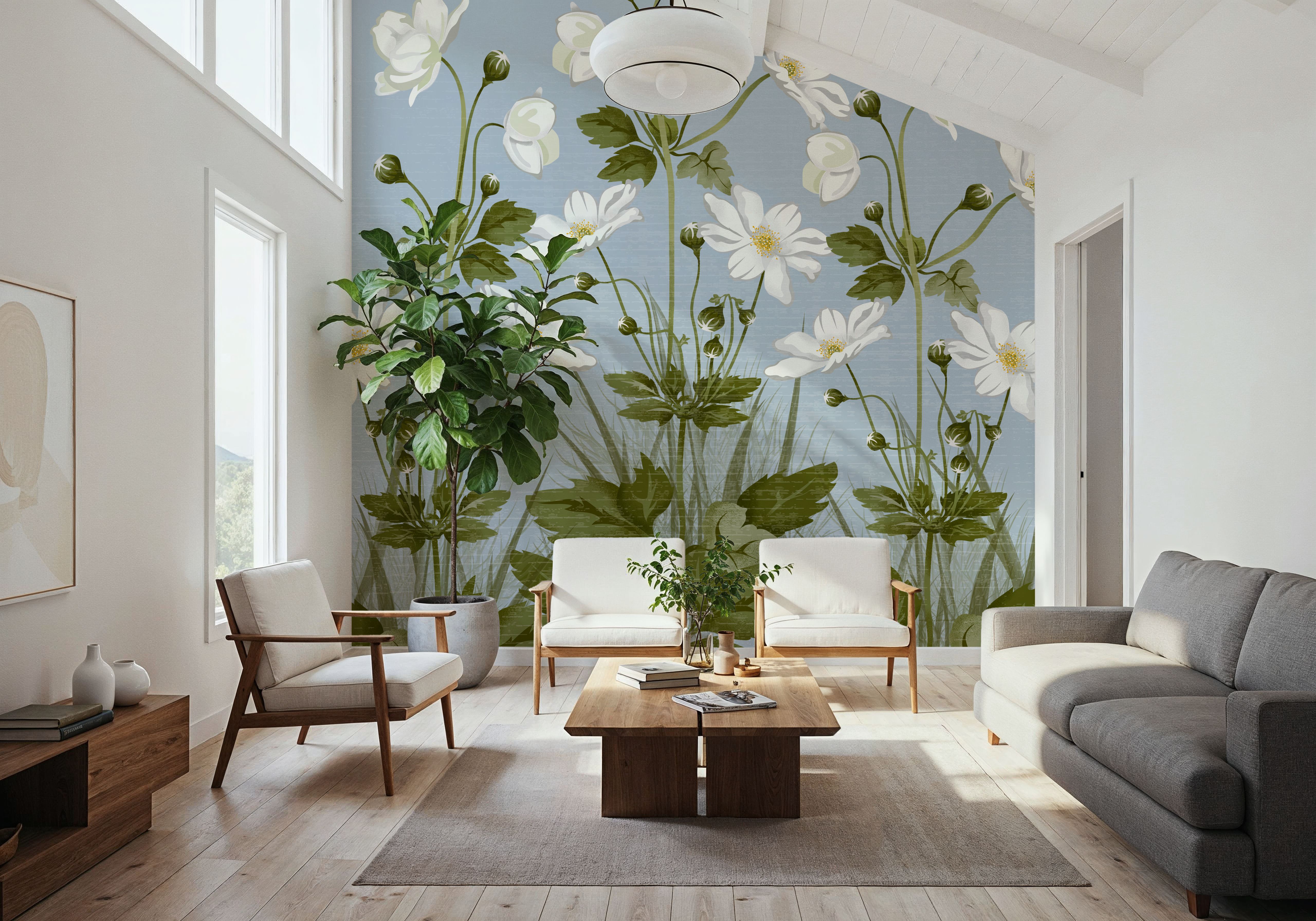 White Anemones, Sky Blue