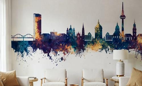 Mannheim Germany Skyline Blue & Bronze