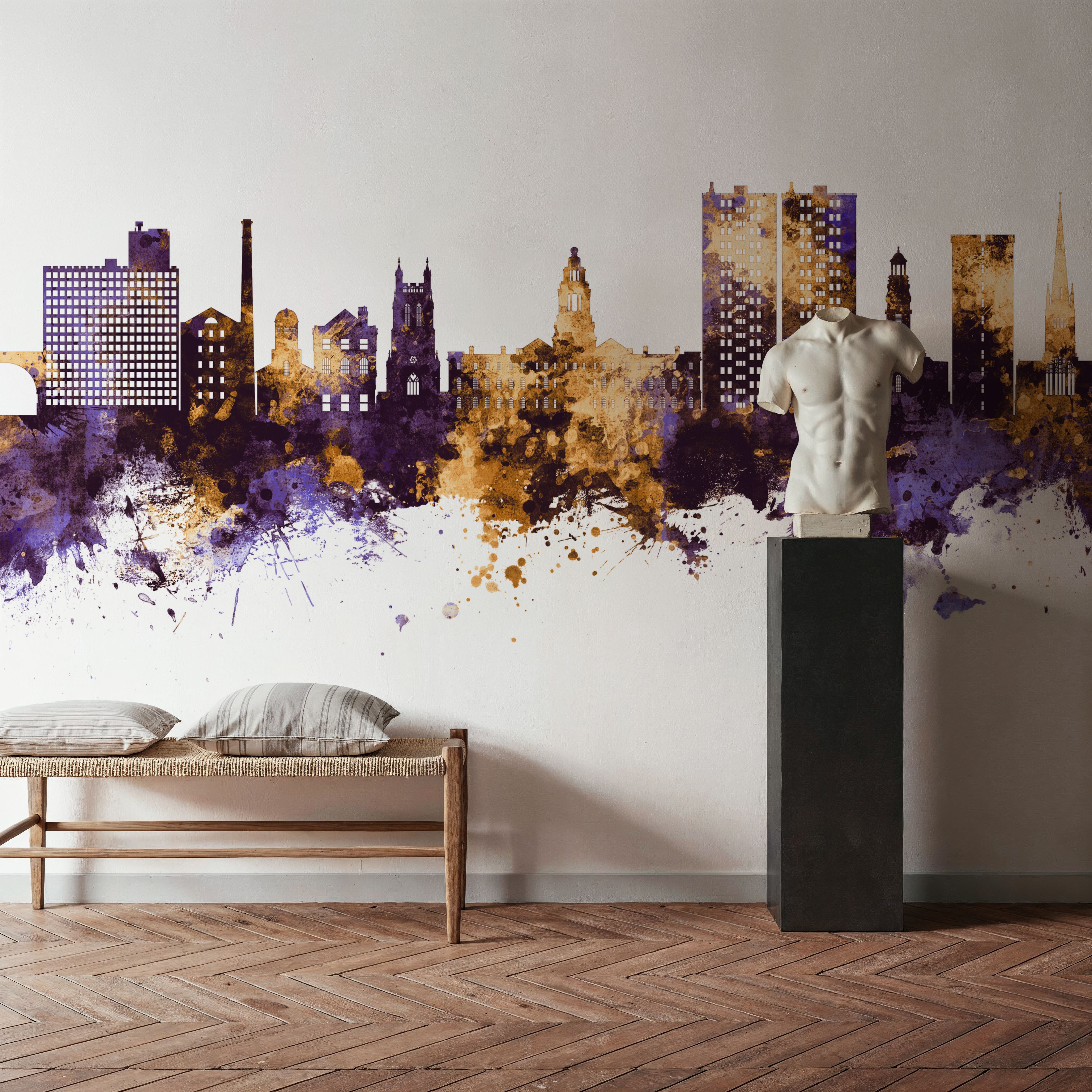 Stockport England Skyline Purple & Gold
