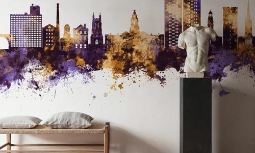 Stockport England Skyline Purple & Gold